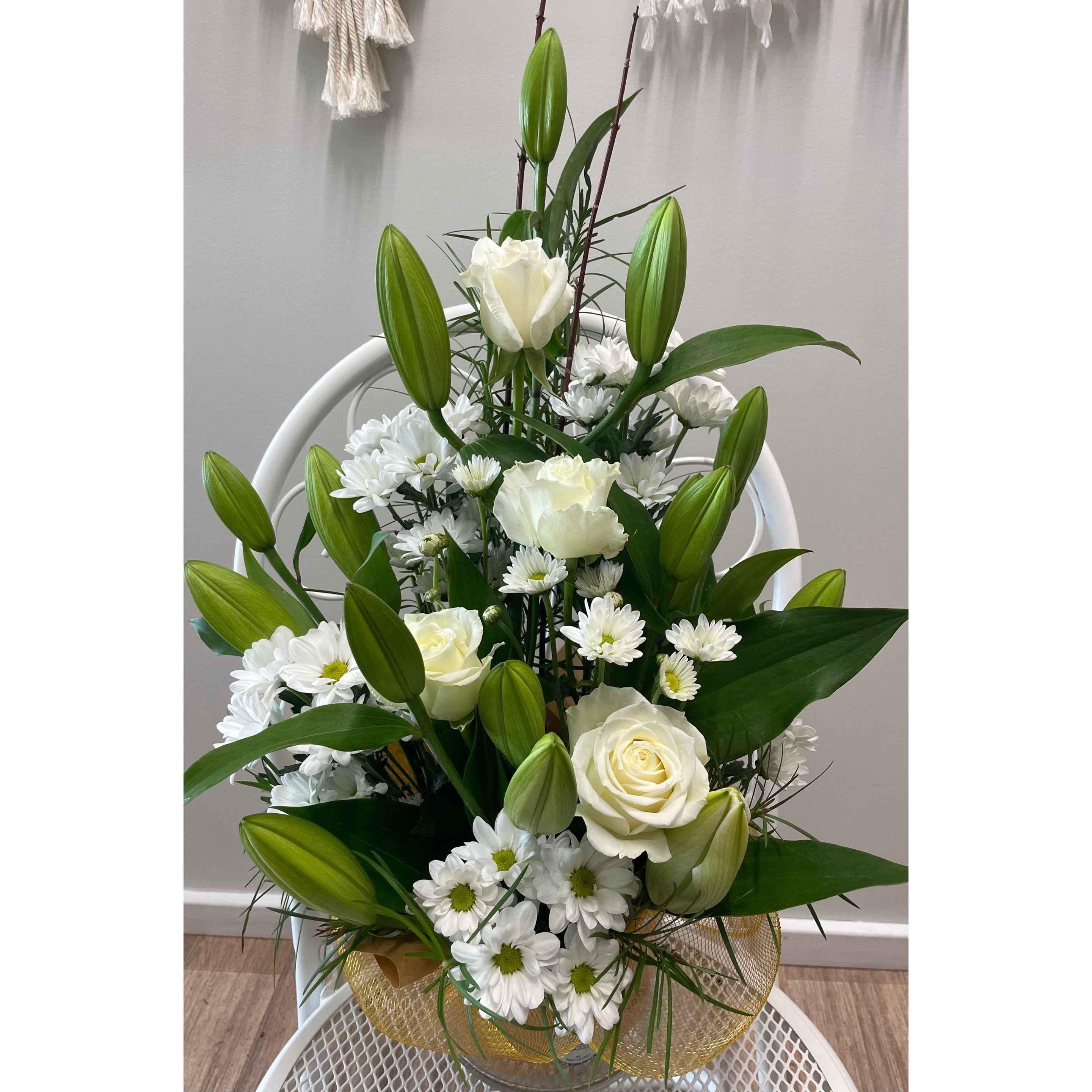 Tall Arrangement of white flowers at My Florist Launceston