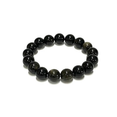 Golden Sheen Obsidian Bead Bracelet 12mm
