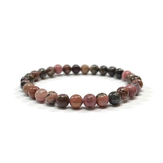 Black Lace Rhodonite 6mm Crystal Bead Bracelet
