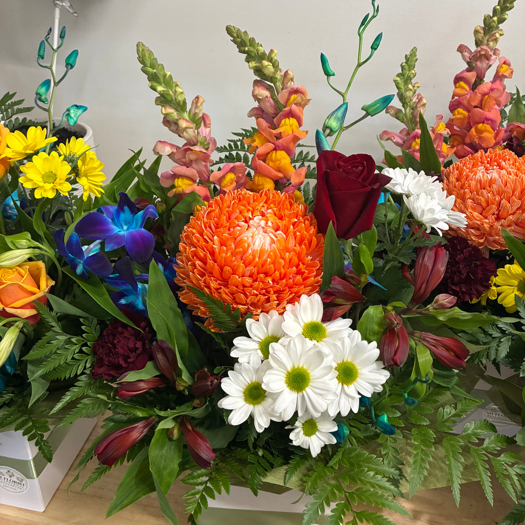 A  multicolor floral arrangement 