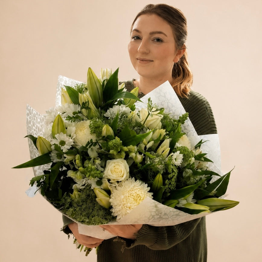 White flower bouquets by My florist launceston. Sympathy and condolence florals