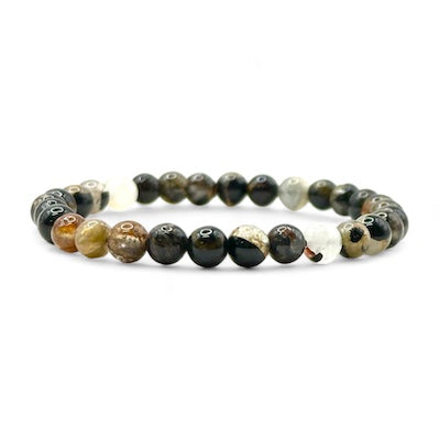 Black Tourmaline with Quartz Crystal Bead Bracelet – Protection, Grounding & Balance (6mm)