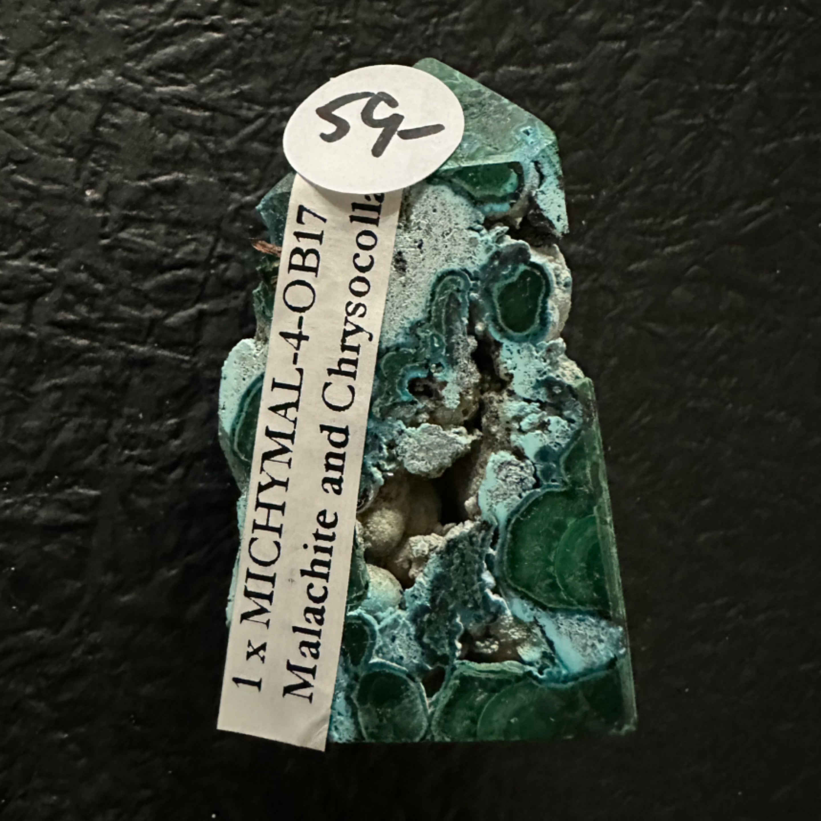 Malachite & Chrysocolla Obelisk with 1 Natural Side