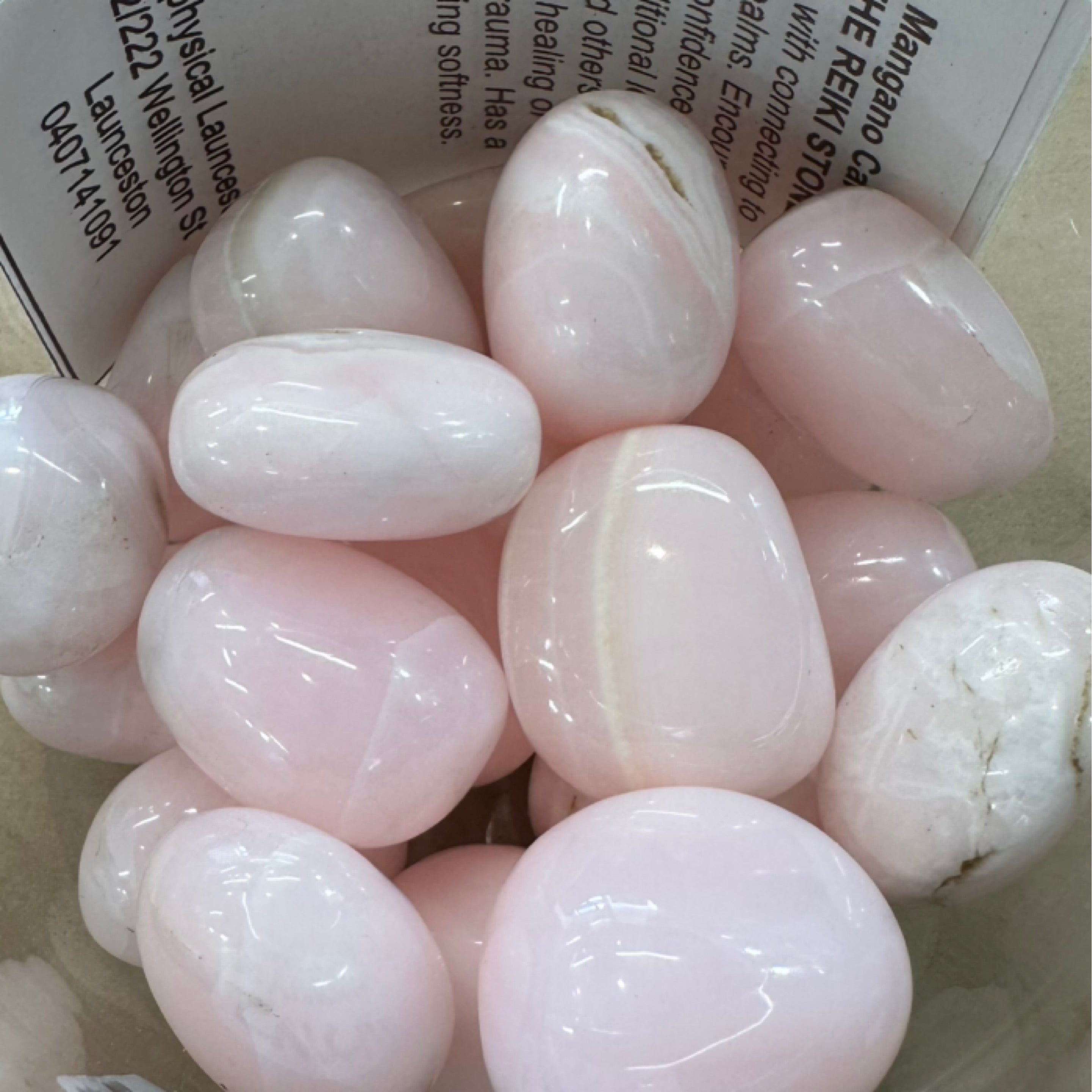 粉色锰方解石抛光石（手工切割）