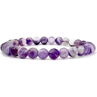 Chevron Amethyst Bead Bracelet 6mm