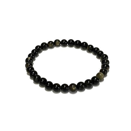 Golden Sheen Obsidian Bead Bracelet 6mm