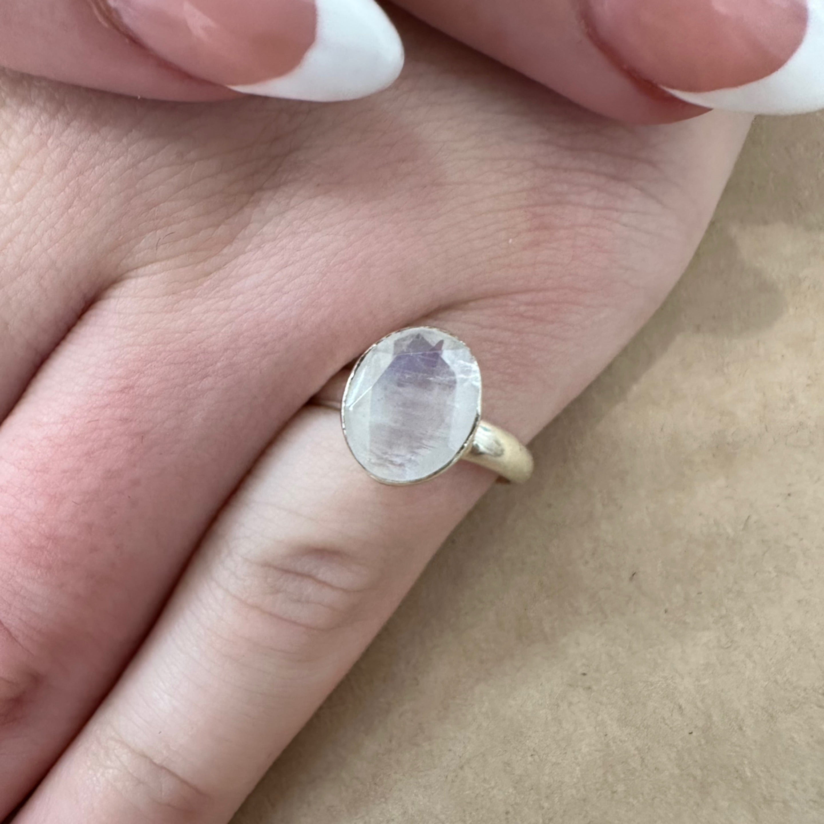 Moonstone Gemstone Ring Size 6