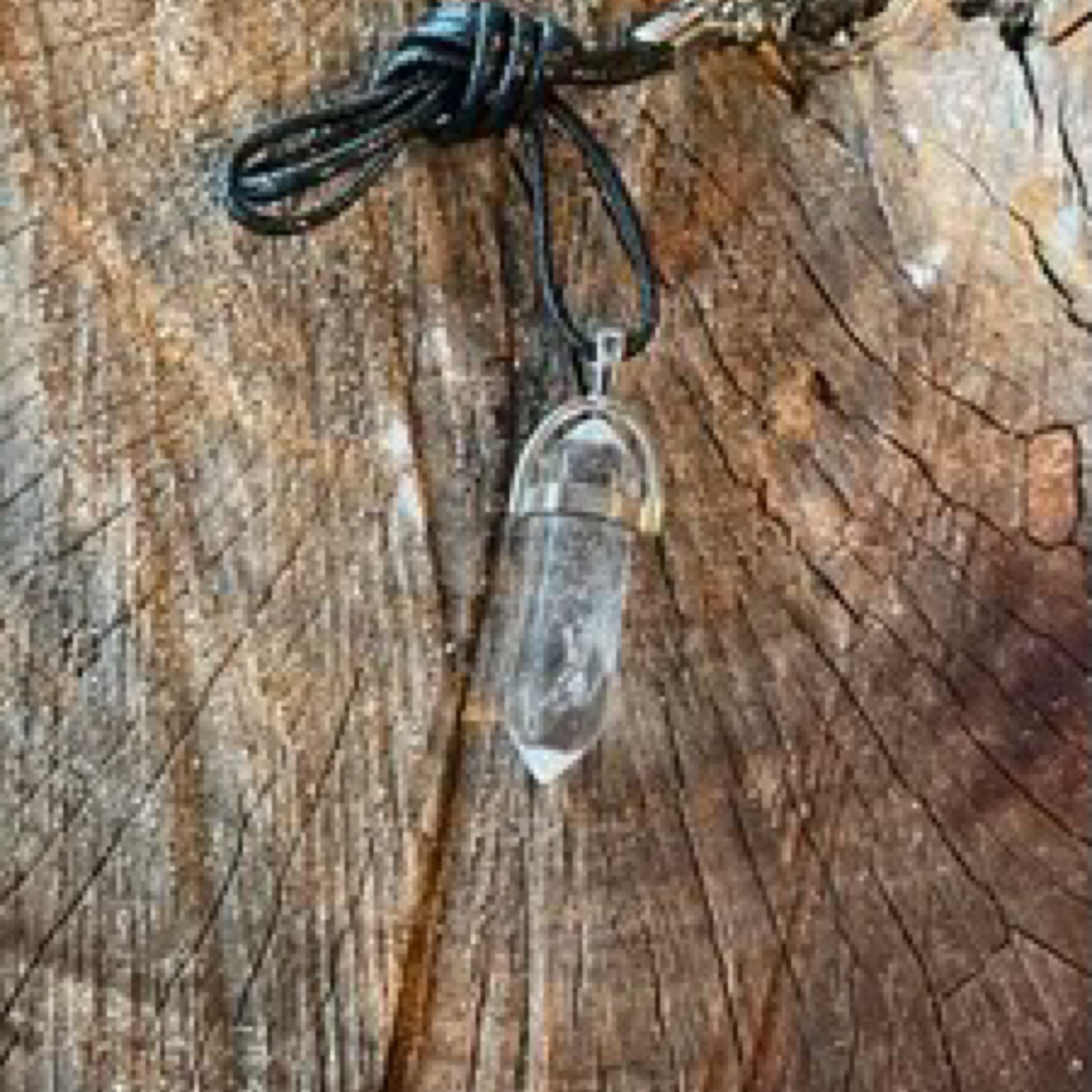 Clear Quartz 40mm Double Terminated Gemstone Pendant with Silver Collar