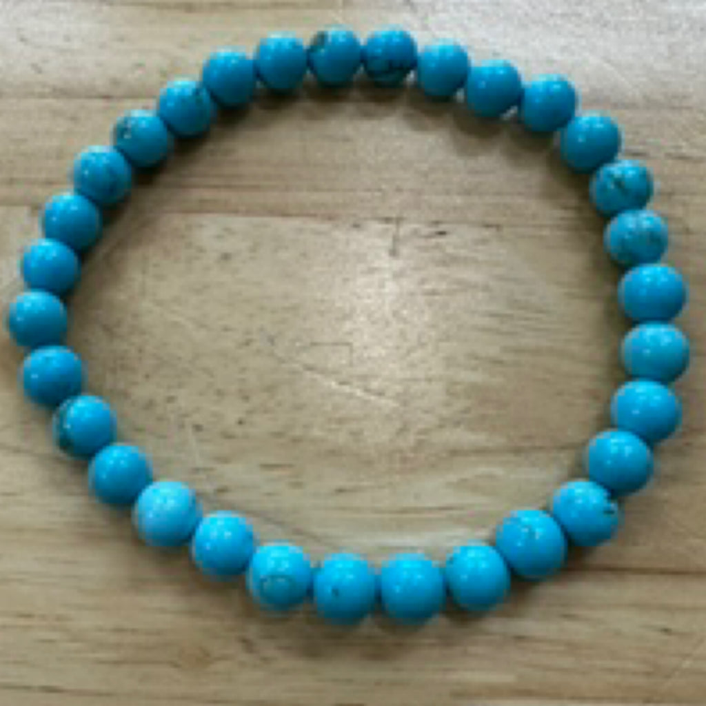 Blue Howlite Bead Bracelet 6mm