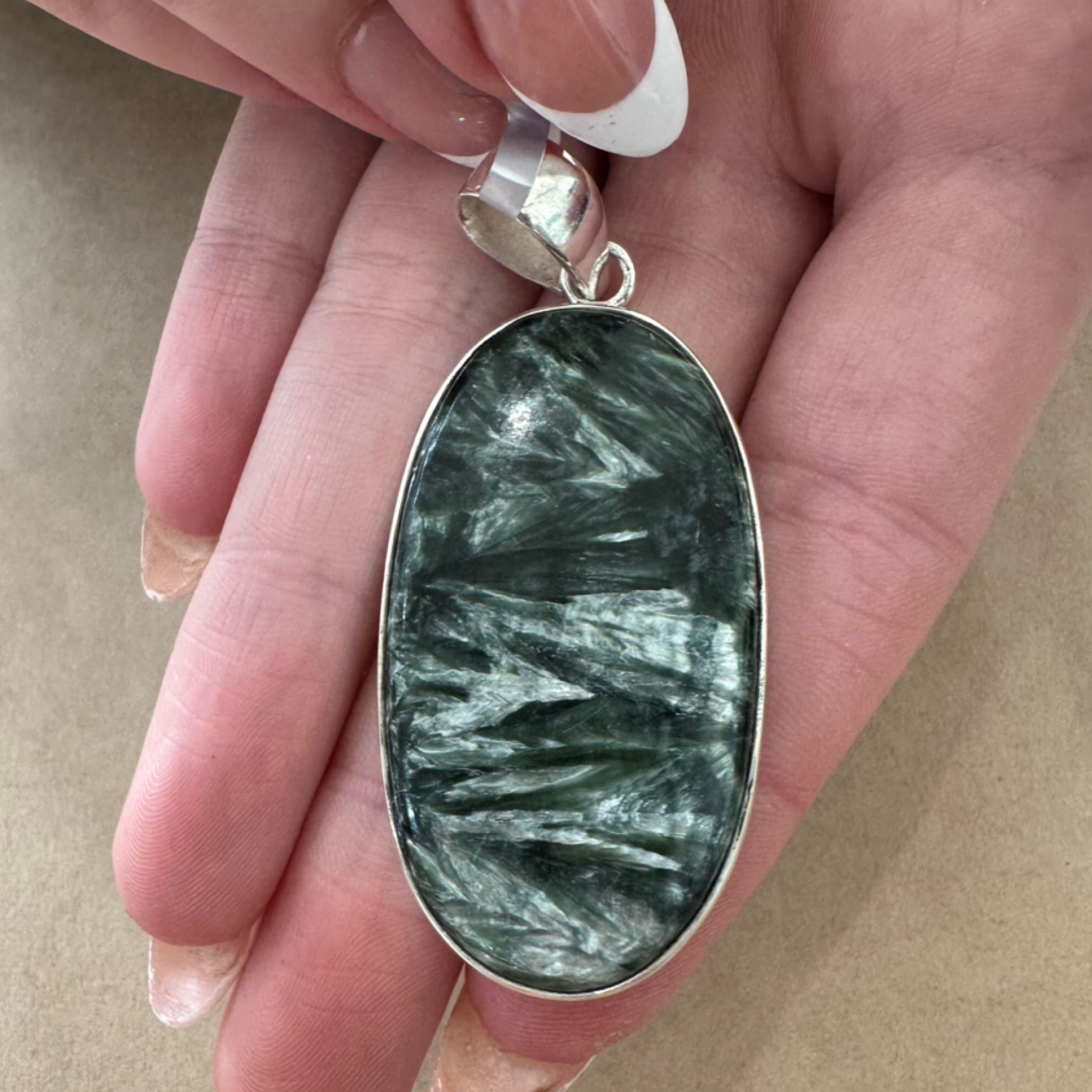 Serpentine Sterling Silver Pendant