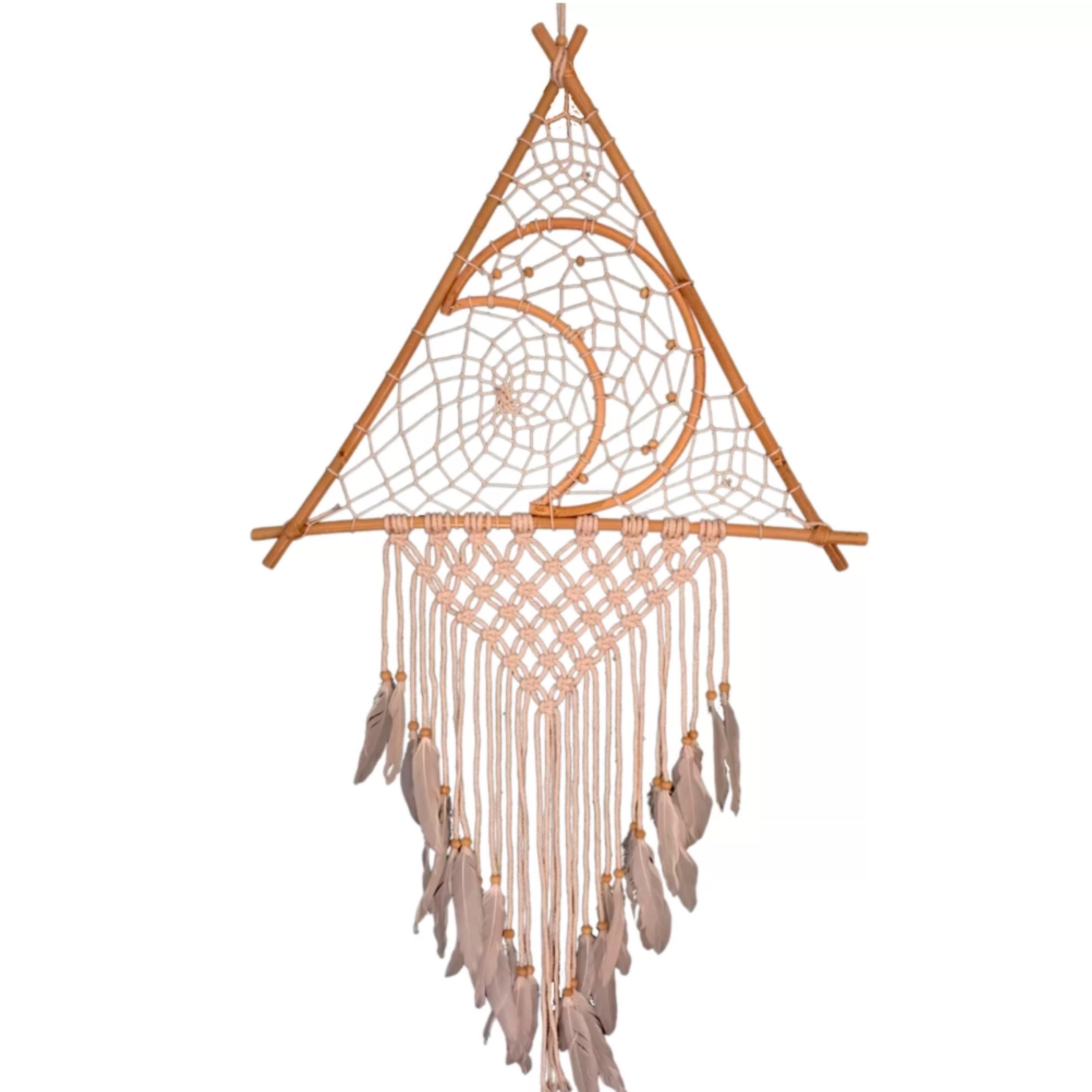 Sacred Crescent Moon Triangle Dream Catcher