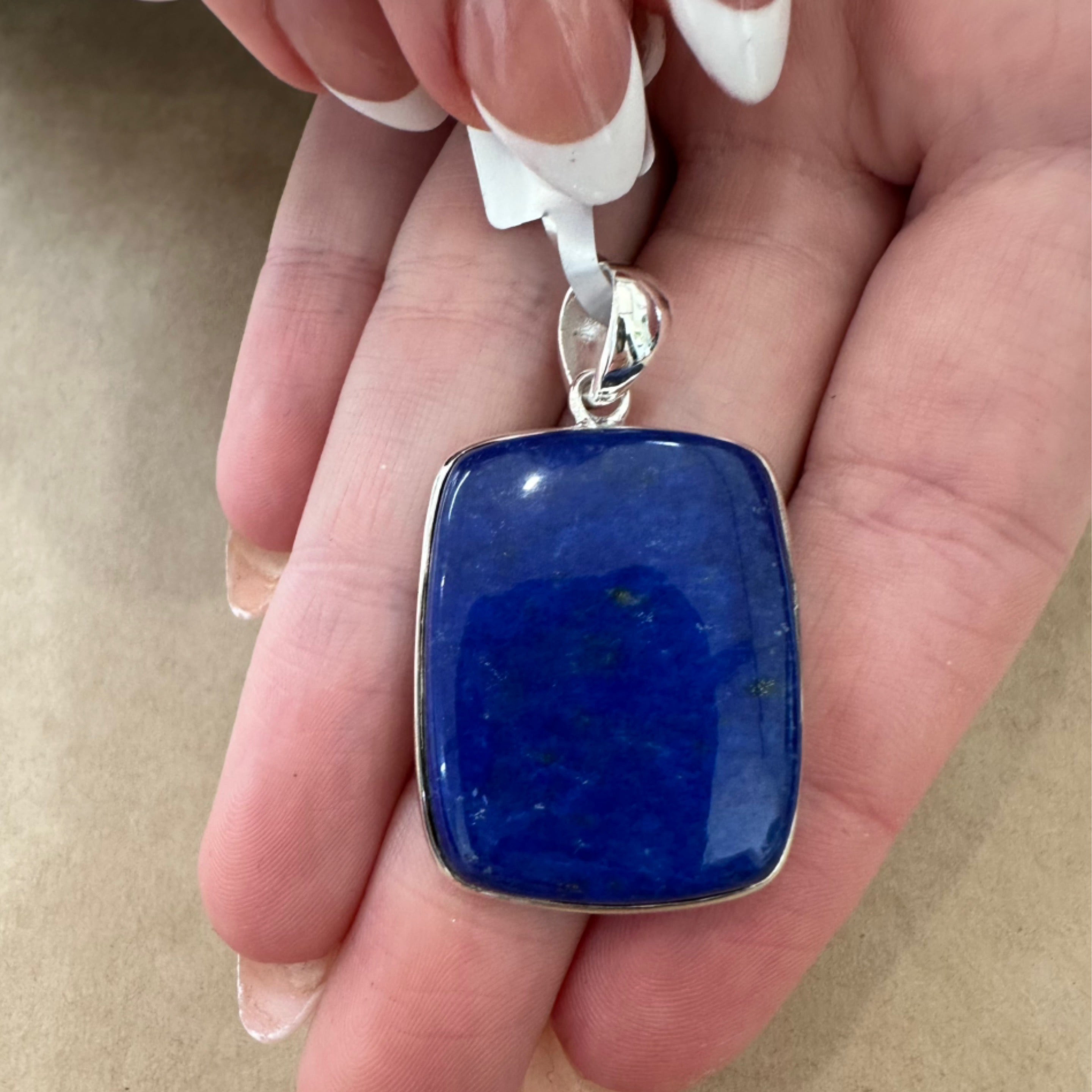 Lapis Lazuli Oblong Sterling Silver Pendant