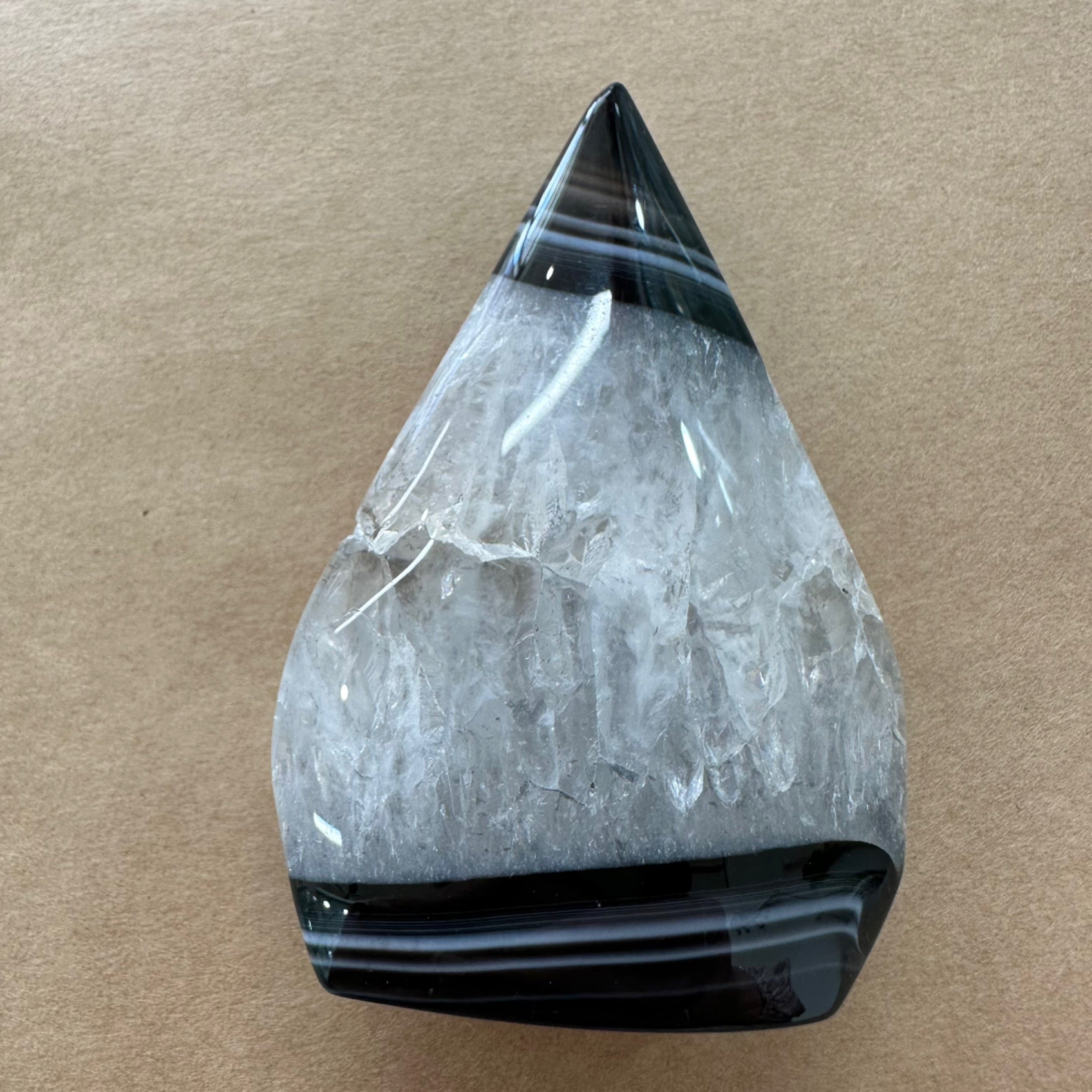 Black Onyx with Quartz Sculpture Freeform