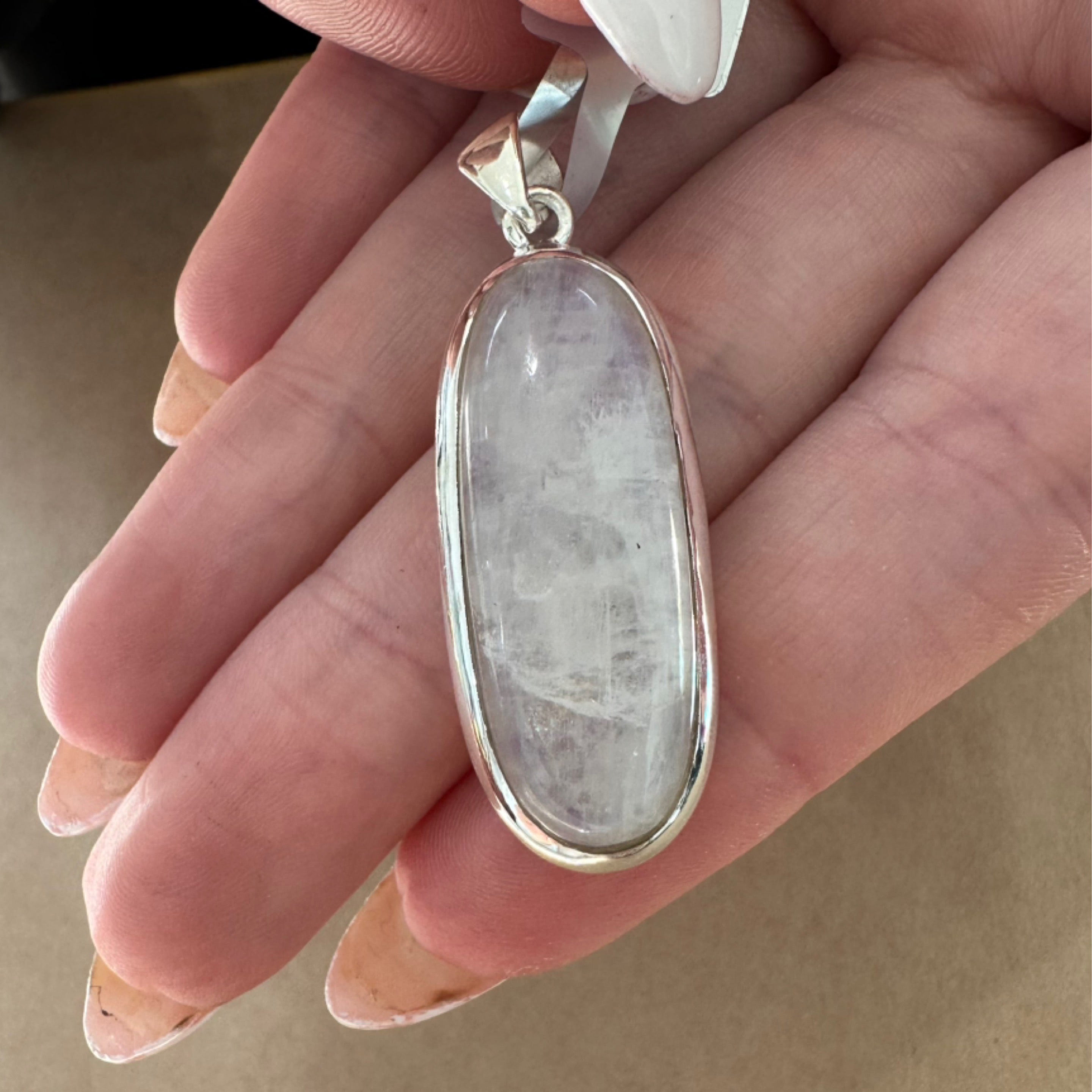 Moonstone Oval Sterling Silver Pendant