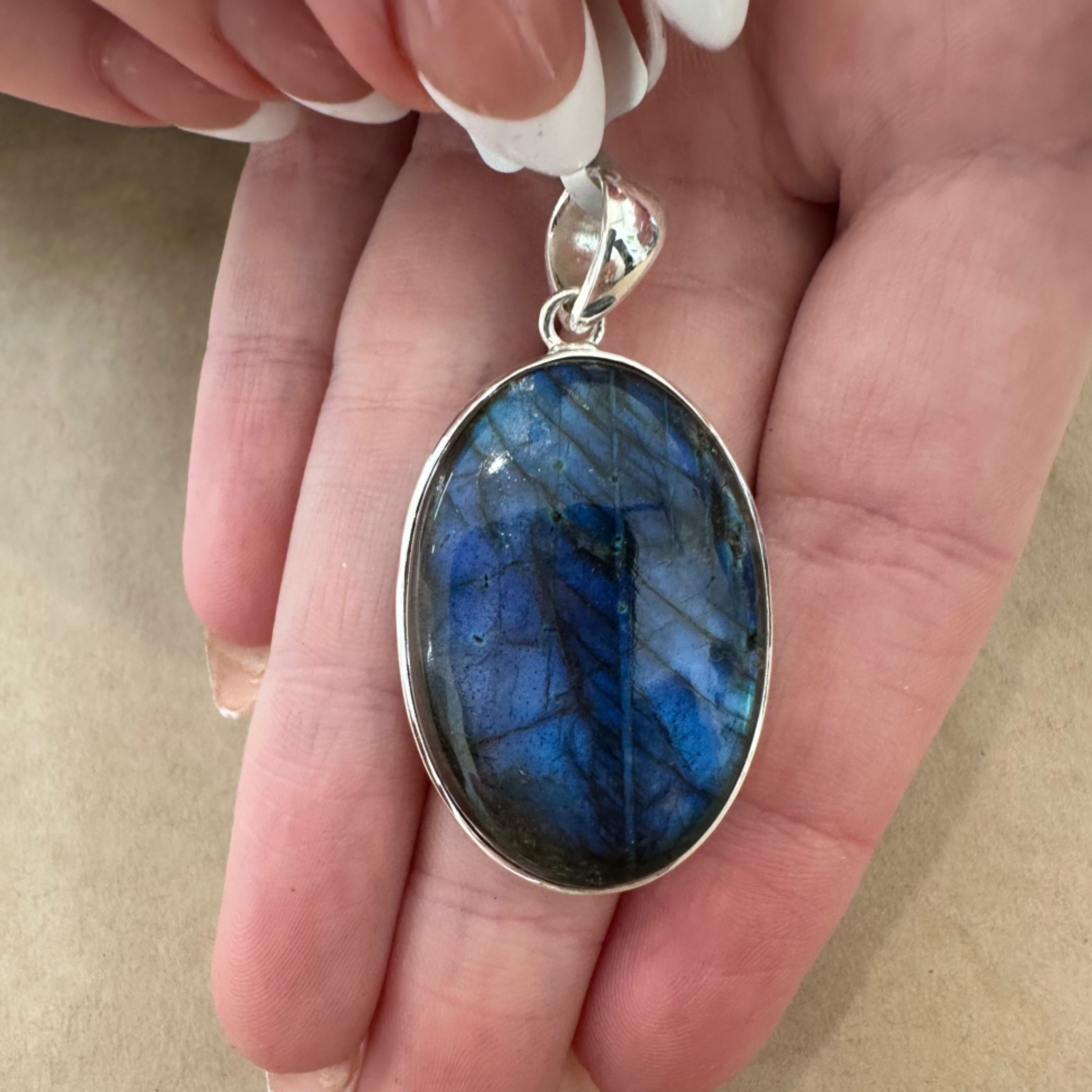 Labradorite Oval Sterling Silver Pendant