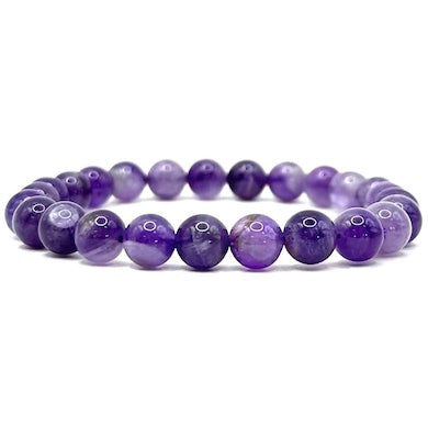 Chevron Amethyst Bead Bracelet 8mm