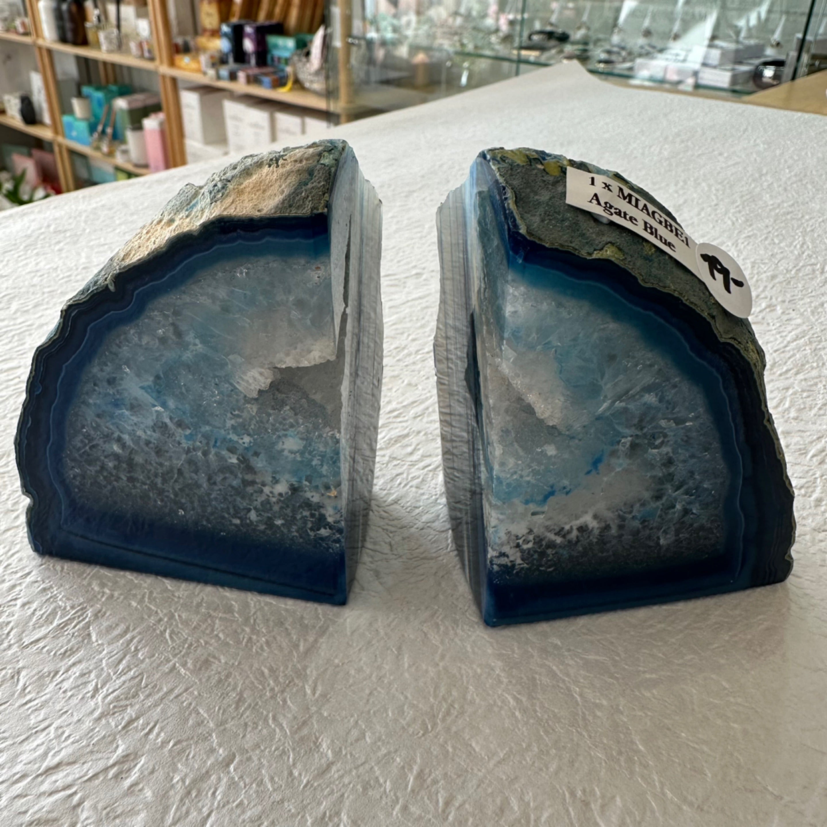 Agate Bookends Blue (The Pair)