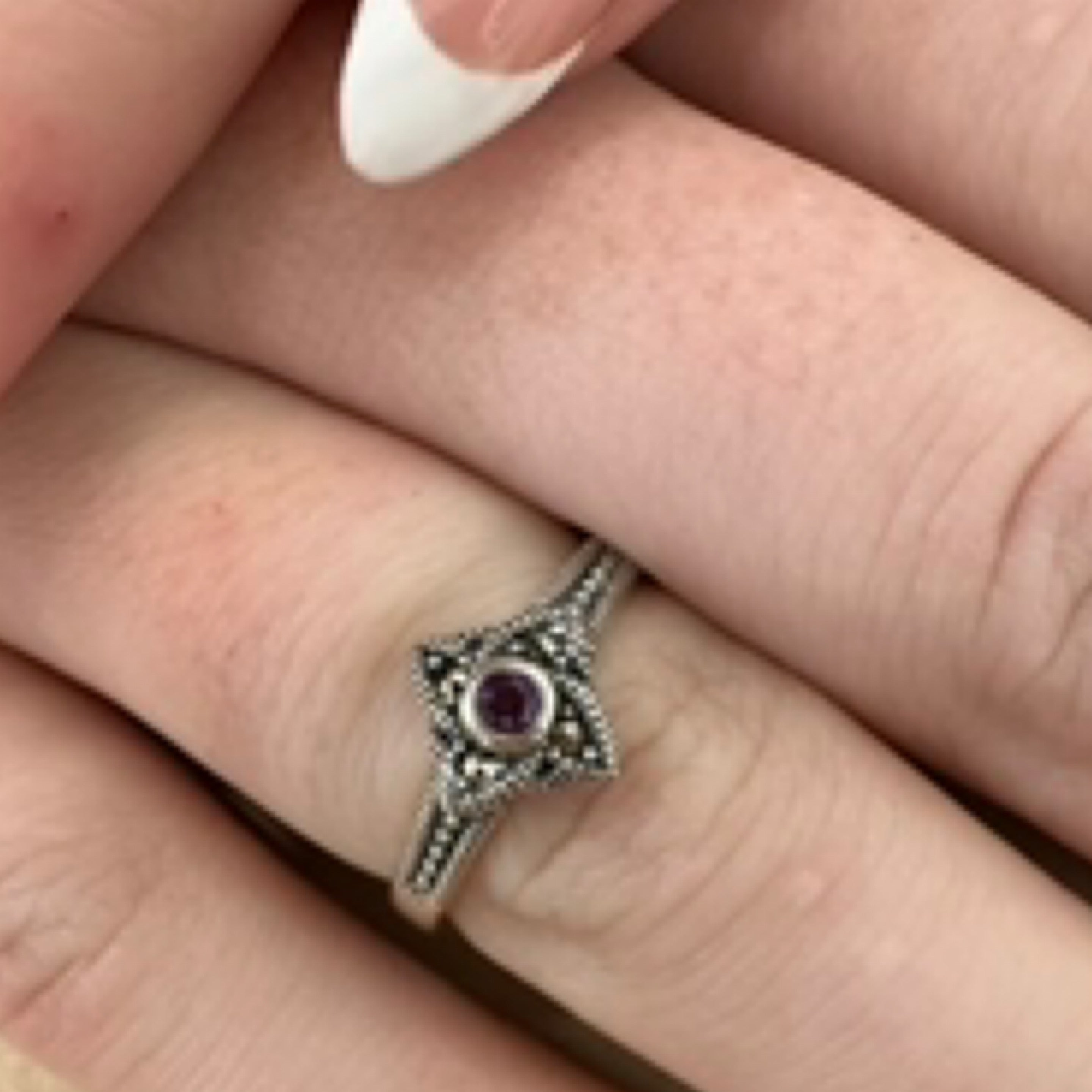 Amethyst Marcasite Ring Size 7