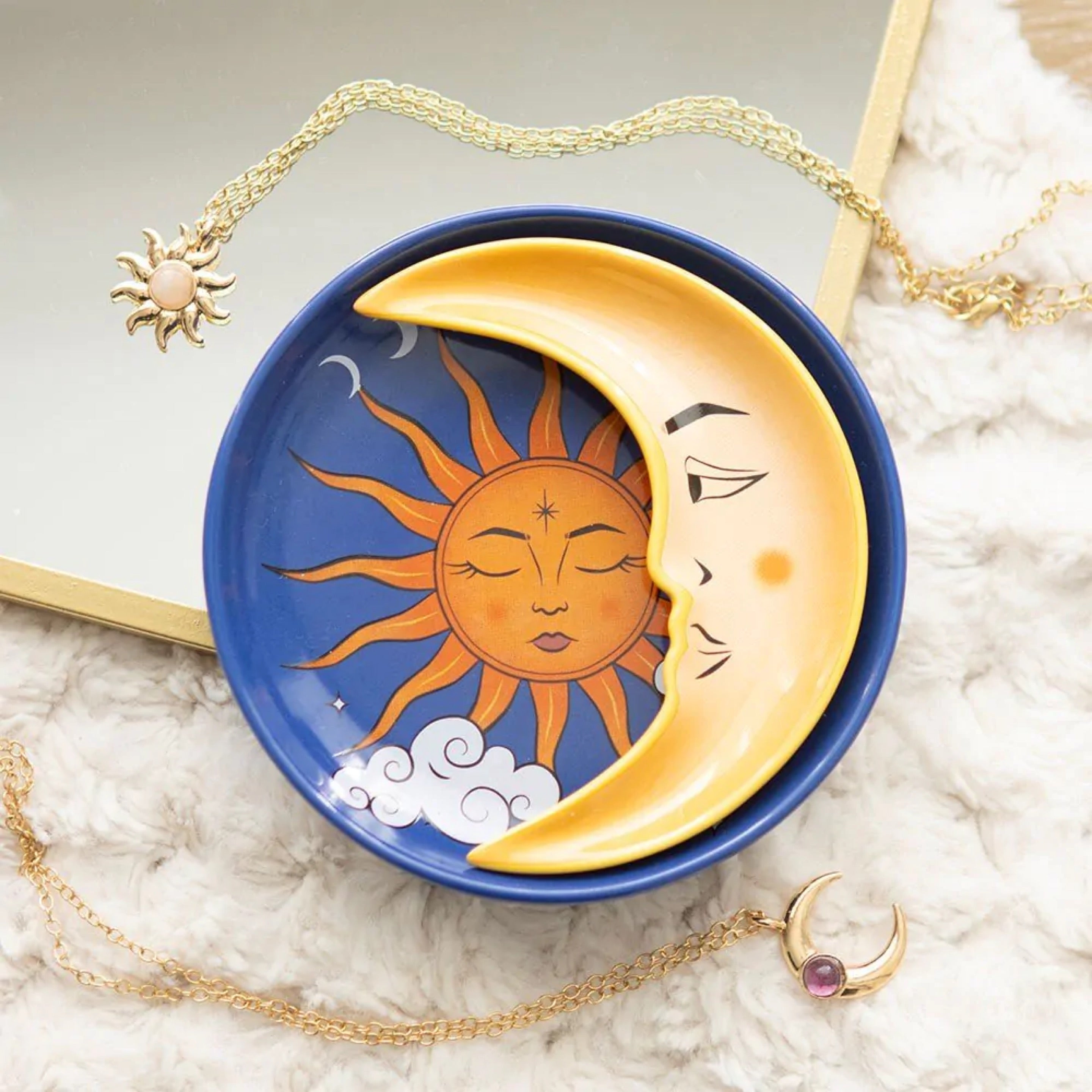 Ceramic Trinket Dish – Stackable Sun/Moon