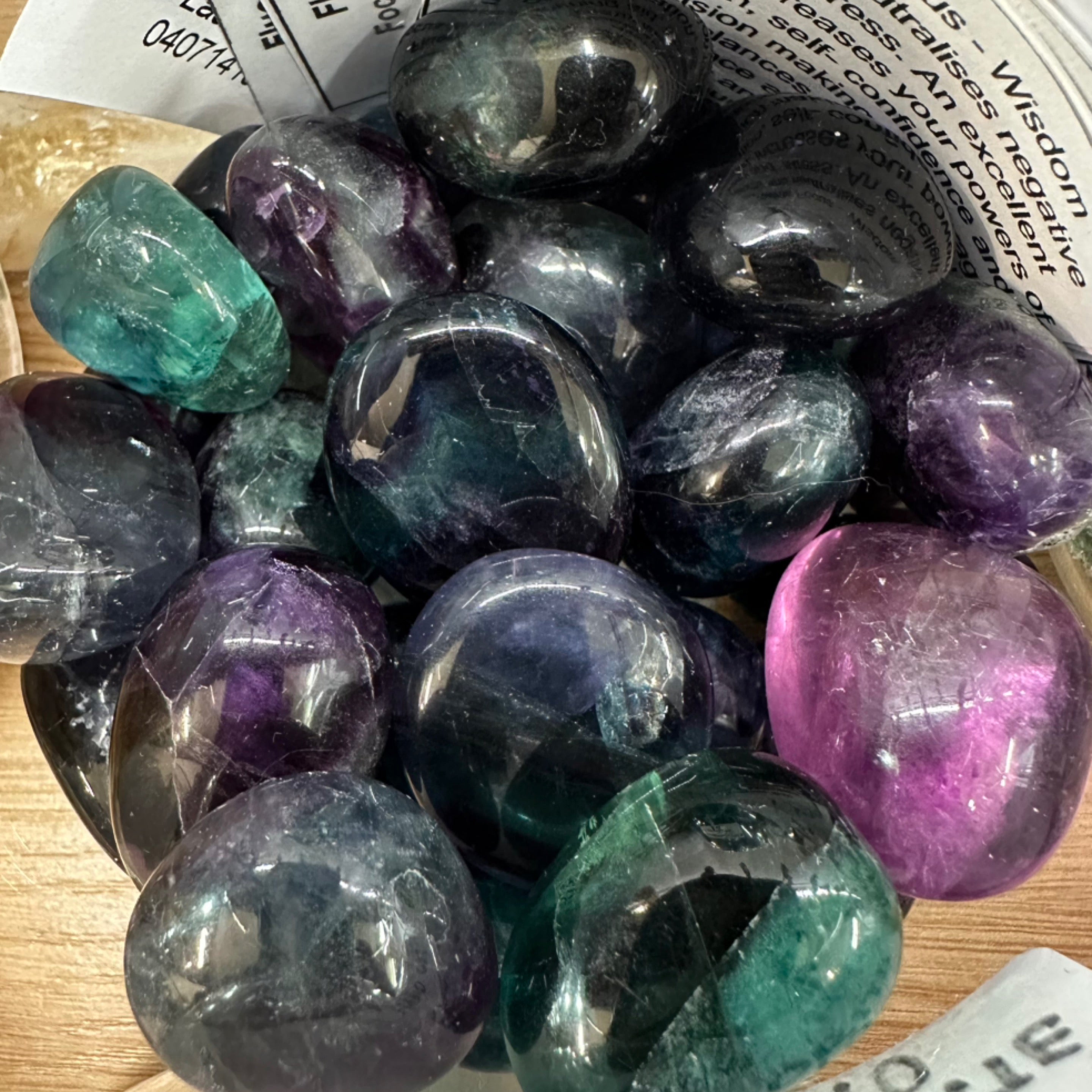 Fluorite Hand Cut Tumble Stone Purple/Green Banded