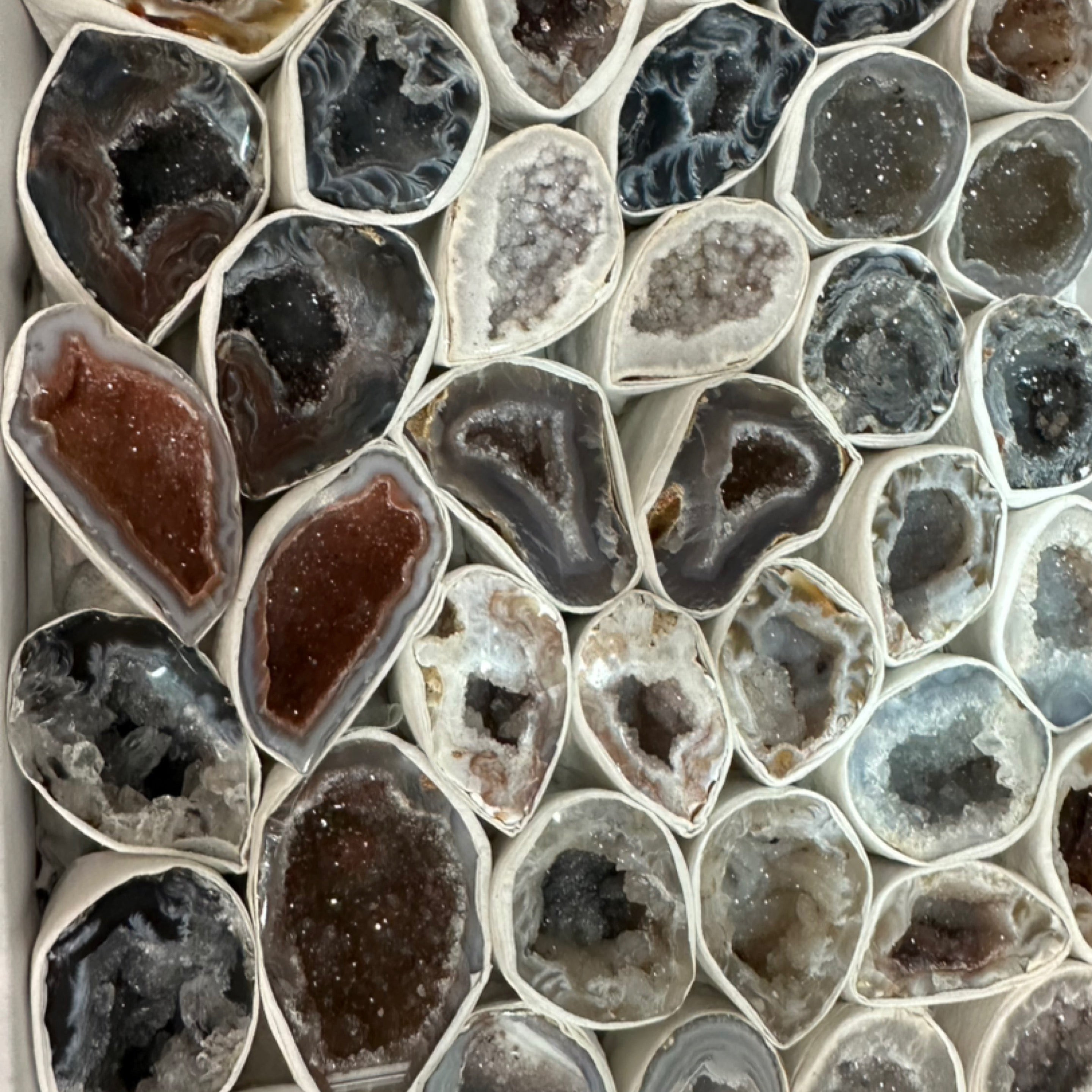 Agate Geode Mini Matching Pairs with Quartz Crystals Inside - Mini