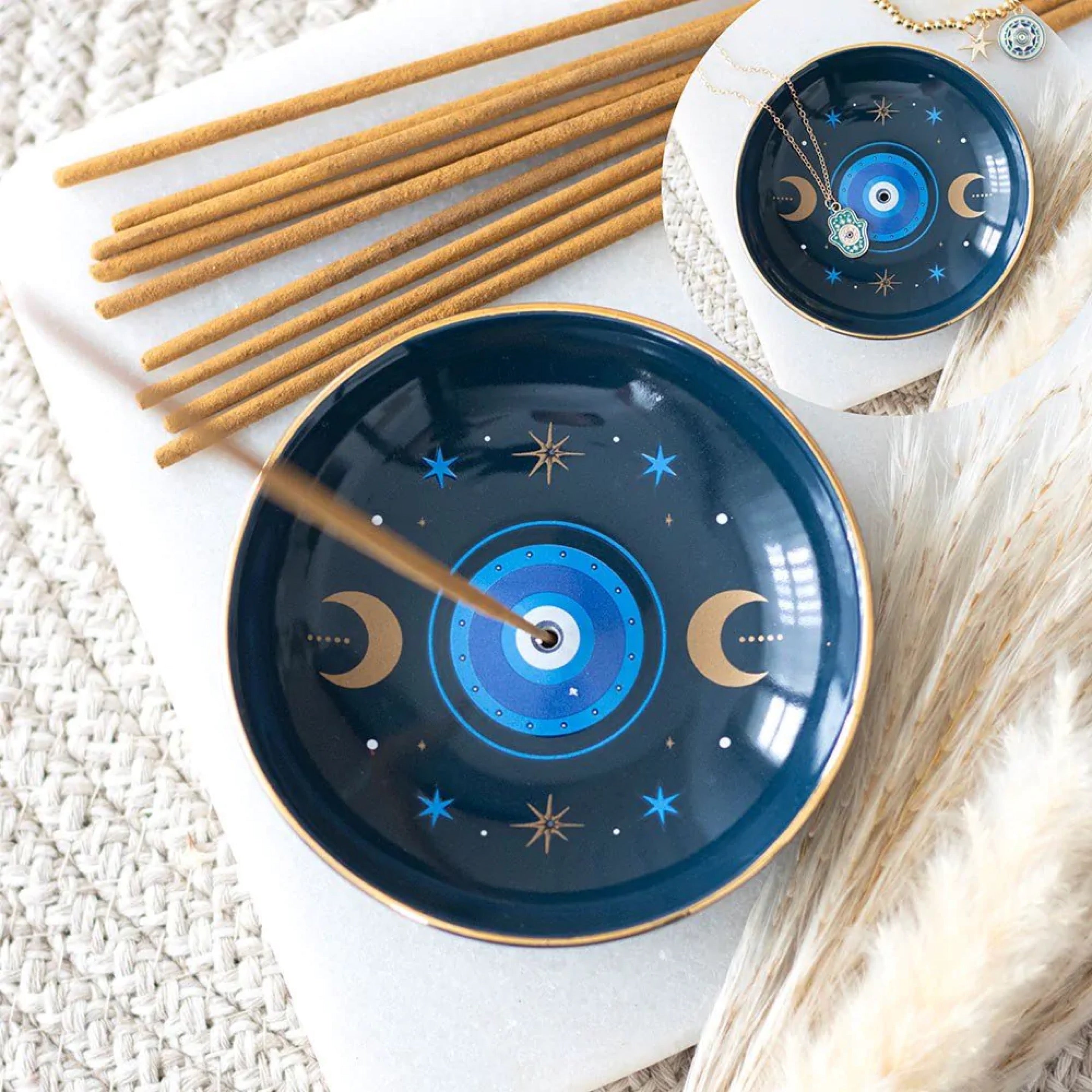Ceramic Incense Holder – All Seeing Blue Eye