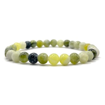 Flowery Jade Bead Bracelet 6mm