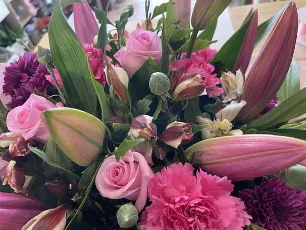 Seasonal Bright Bouquet of all pink flowers for Launceston delivery.