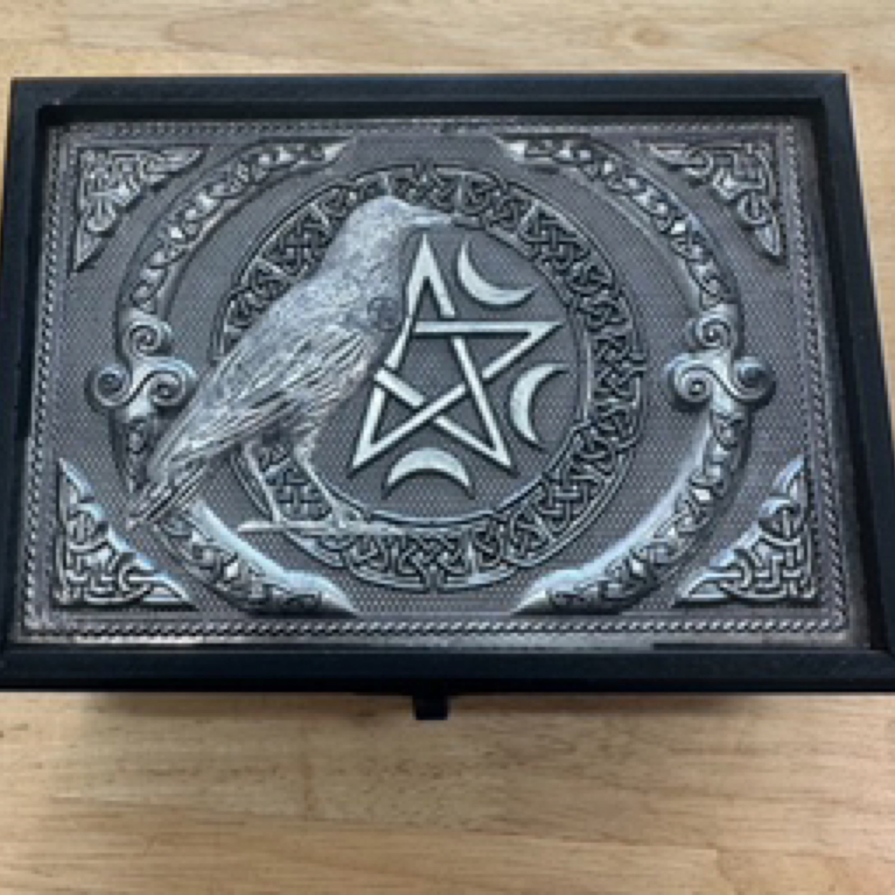 Jewellery Box - Raven Pentagram Metal Top