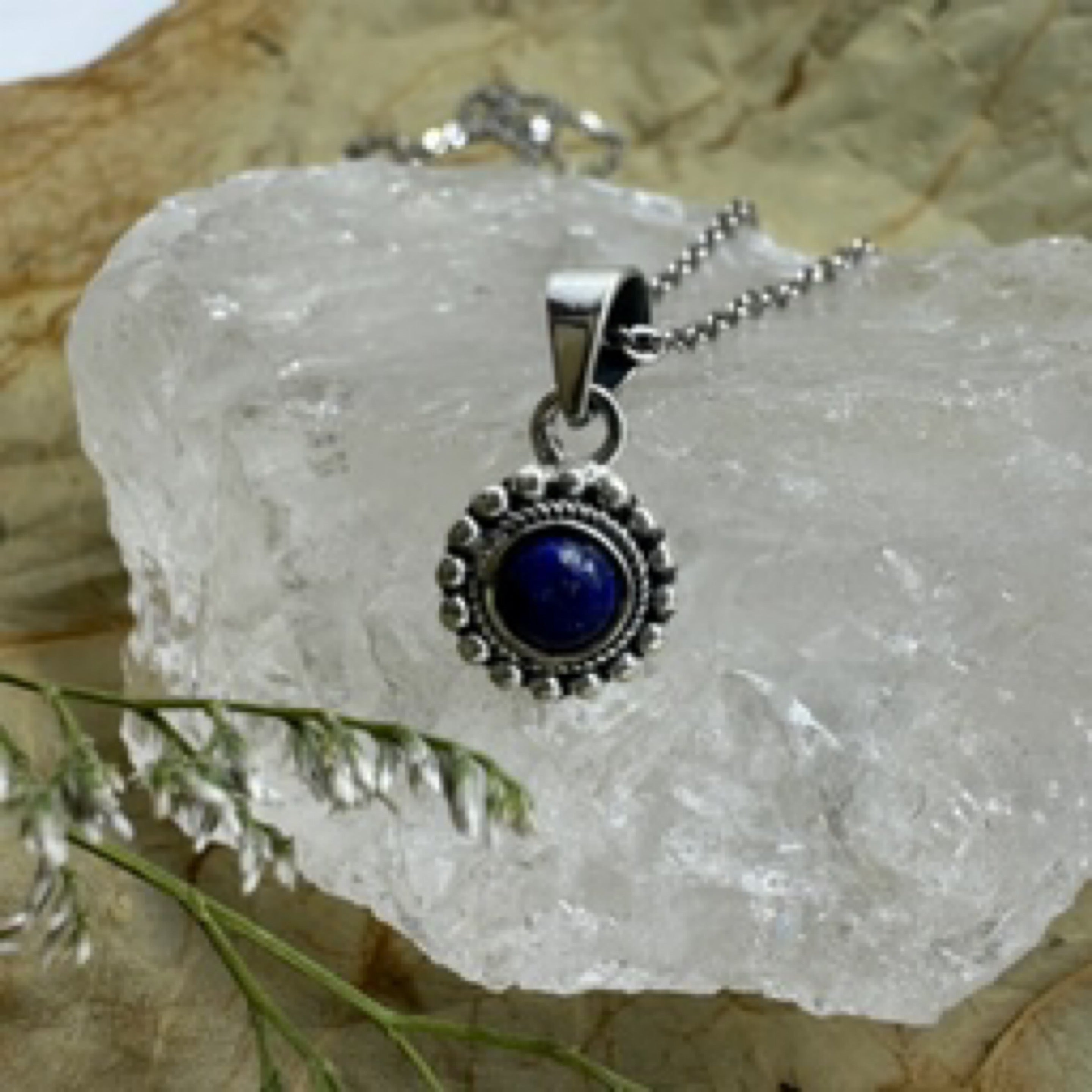 Lapis Lazuli Small Round 925 Sterling Silver Pendant