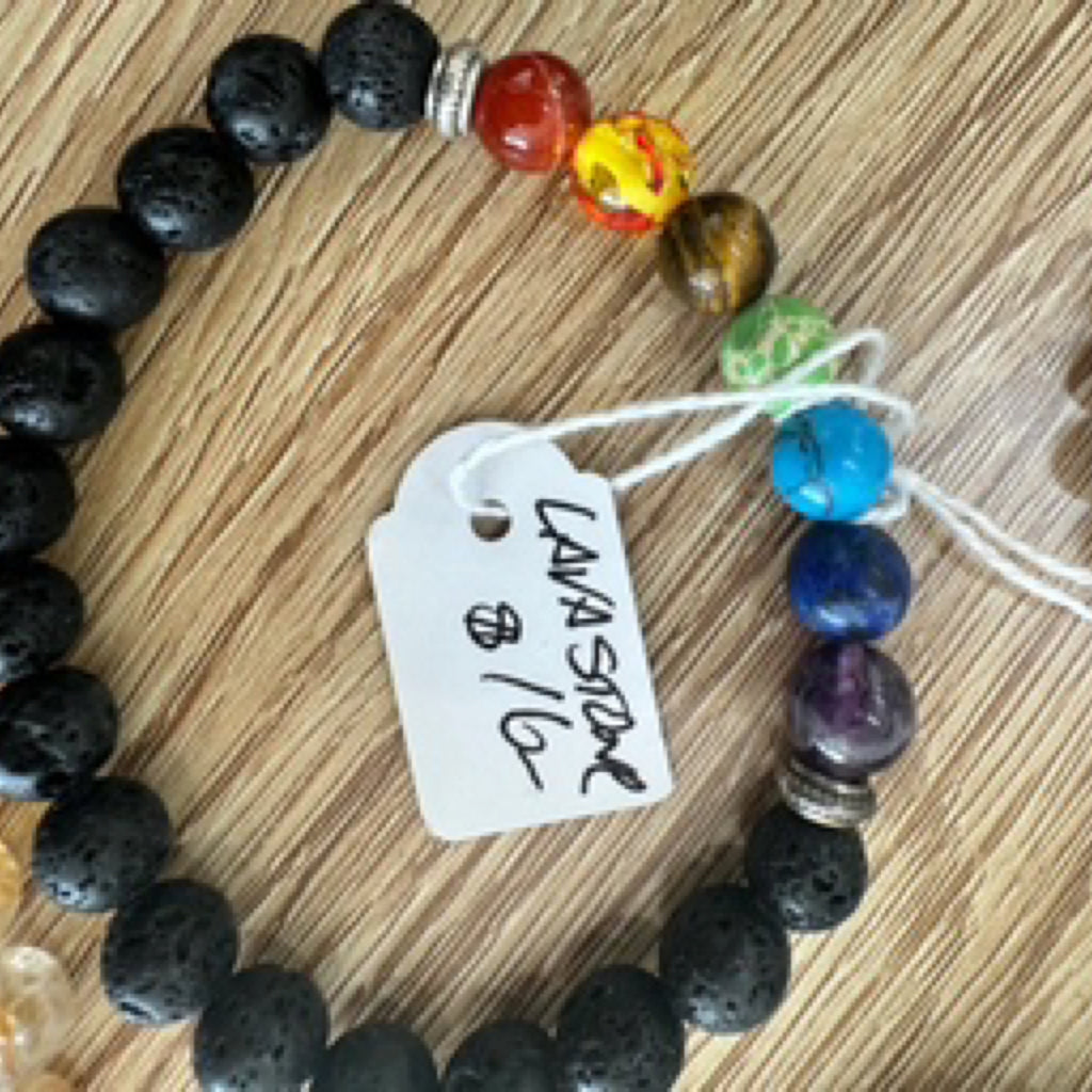 Lava Stone with Chakra Beads Bracelet 8mm