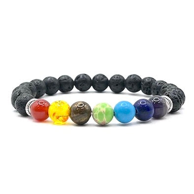 Lava Stone with Chakra Beads Bracelet 8mm