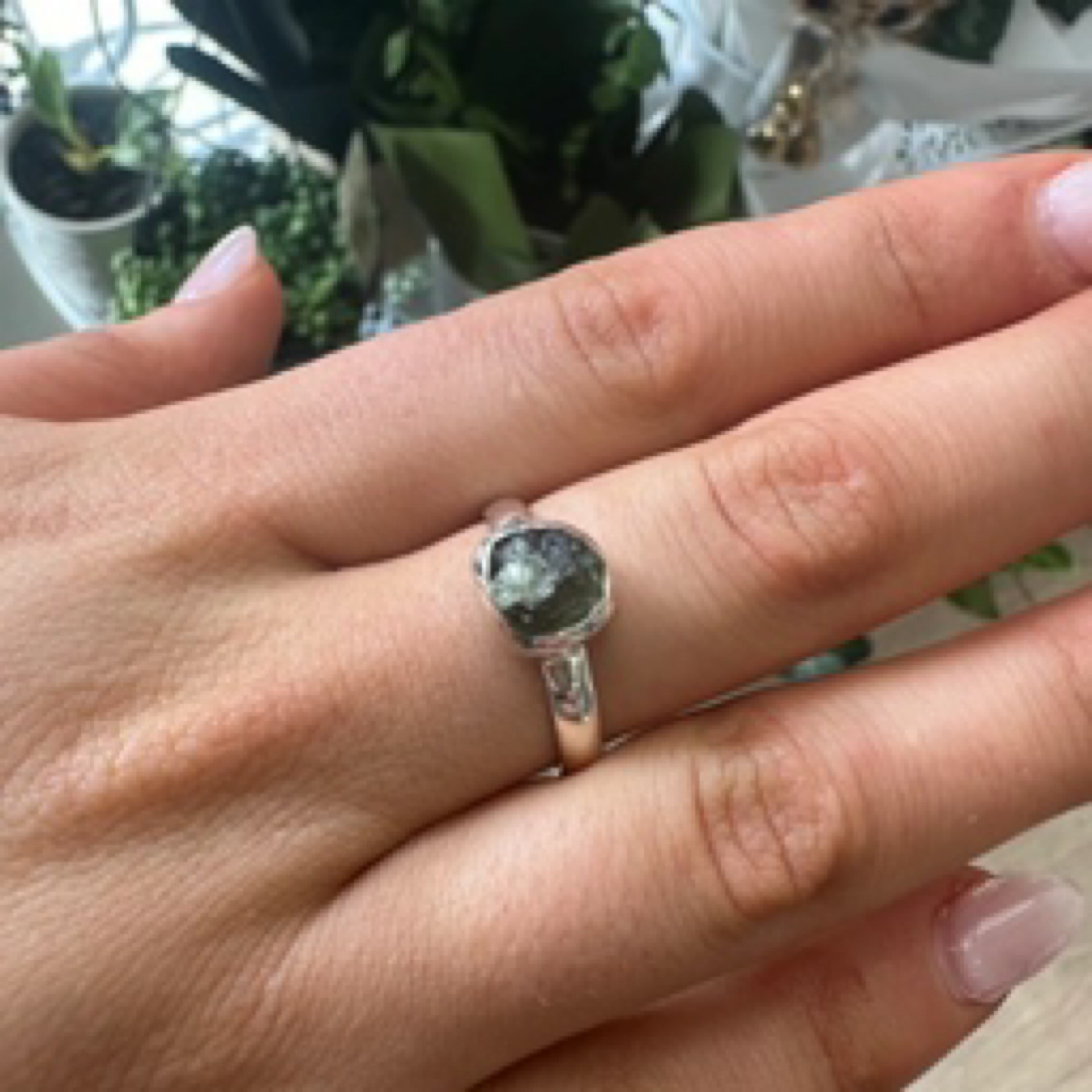 Moldavite Sterling Silver Ring - Size 10