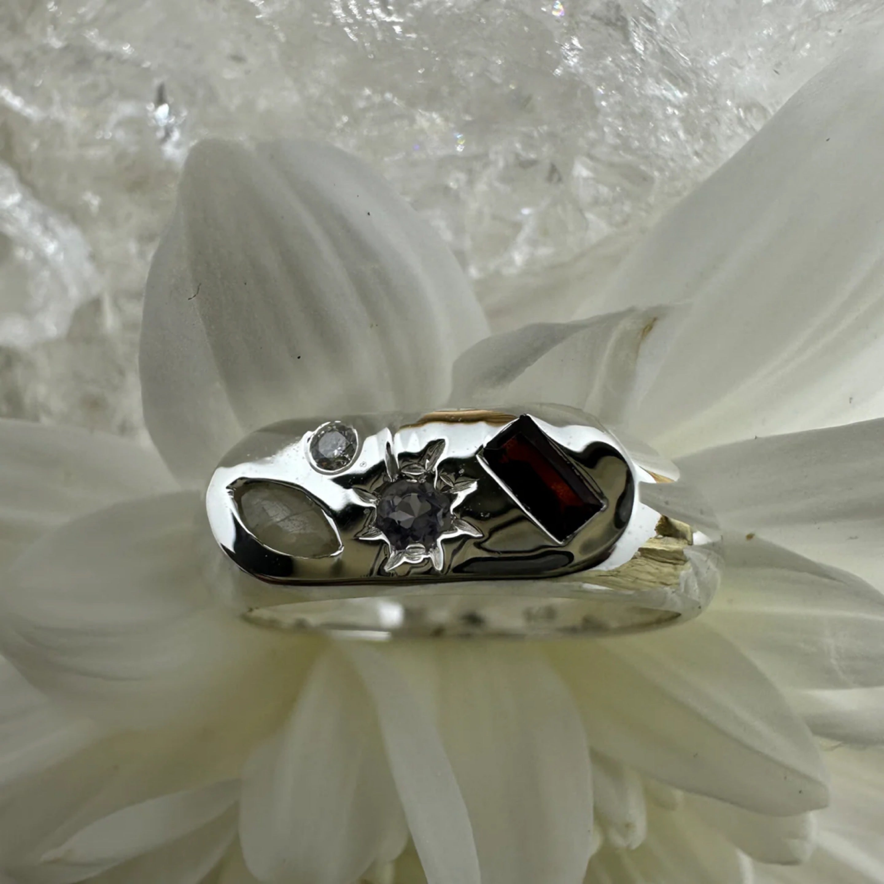 Multi Four Gemstone (AGMH) 925 Sterling Silver Ring - Size 7 - Quality Gemstone Jewellery