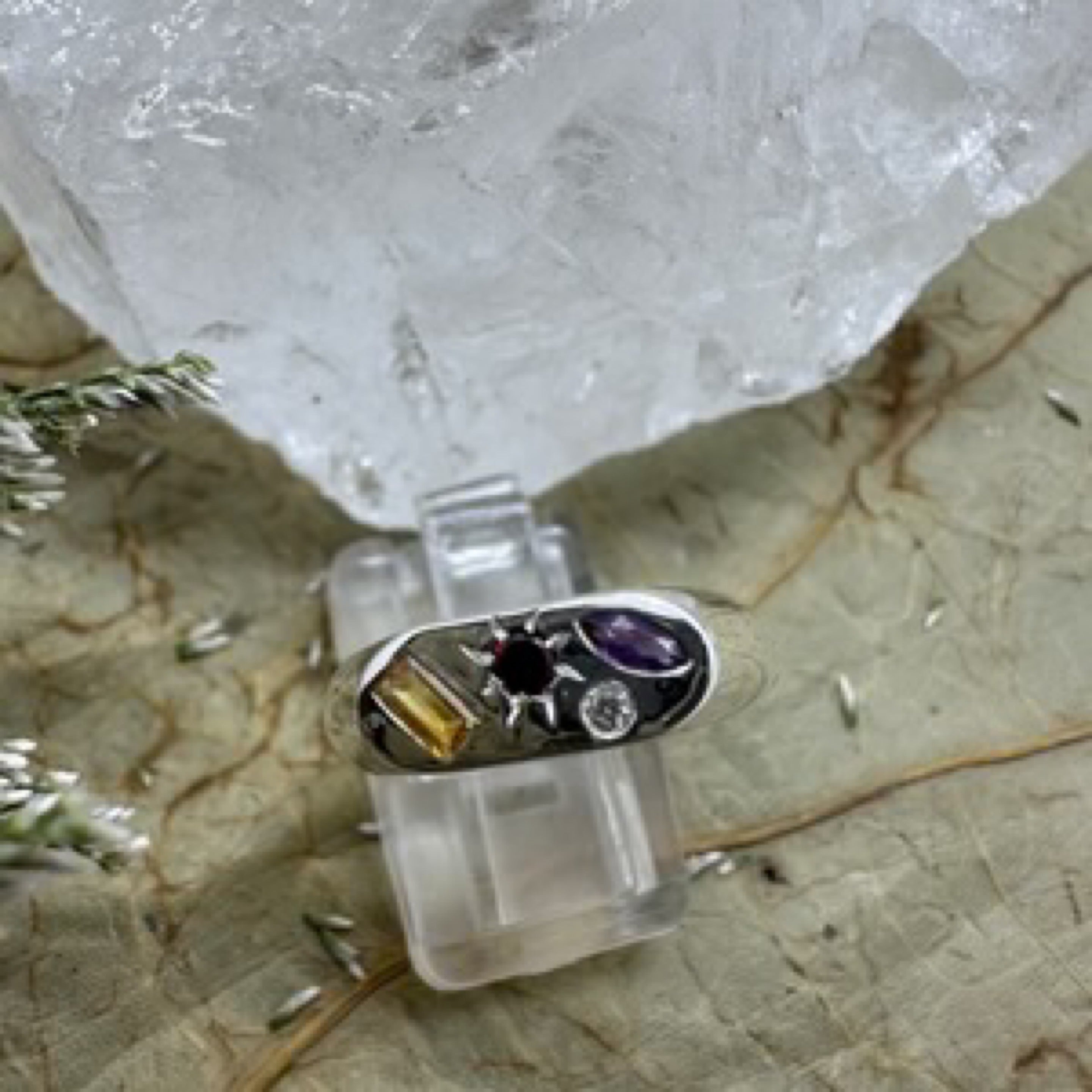 Multi Four Gemstone (CGAH) 925 Sterling Silver Ring - Size 7 - Quality Gemstone Jewellery