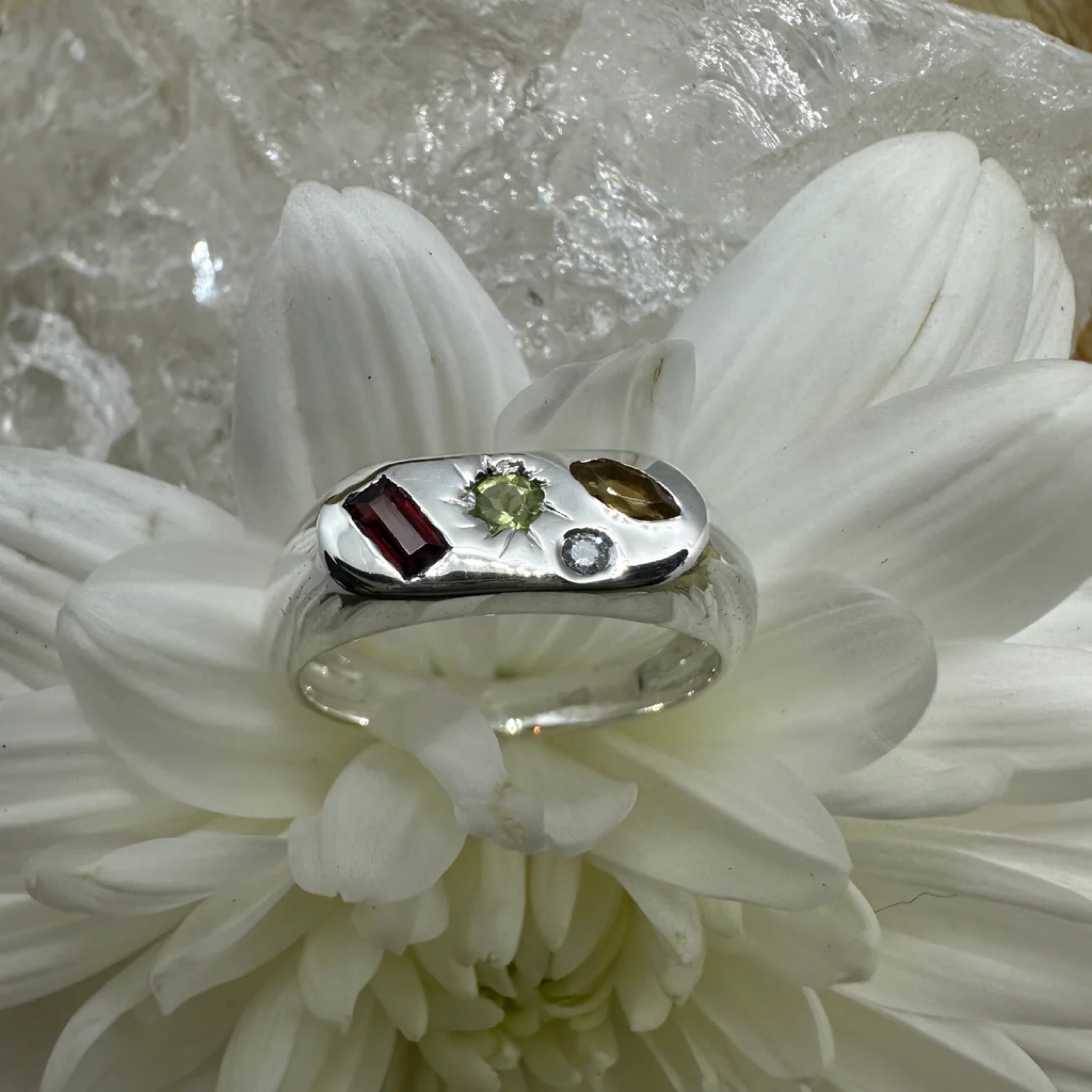 Multi Four Gemstone (CGPH) 925 Sterling Silver Ring - Size 7 - Quality Gemstone Jewellery