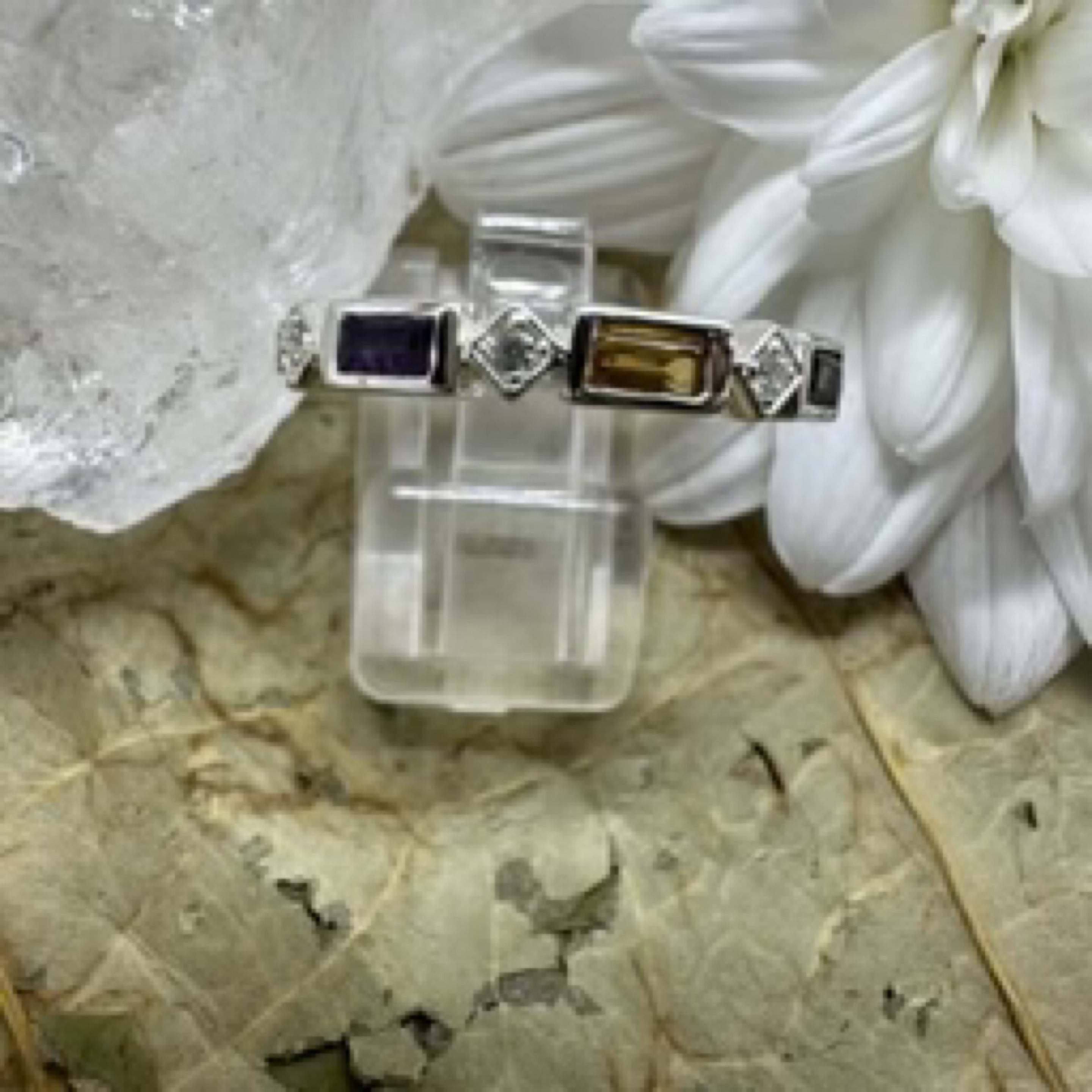 Multi Gemstone Banded (5 gemstones) 925 Sterling Silver Ring - Size 9 - Quality Gemstone Jewellery