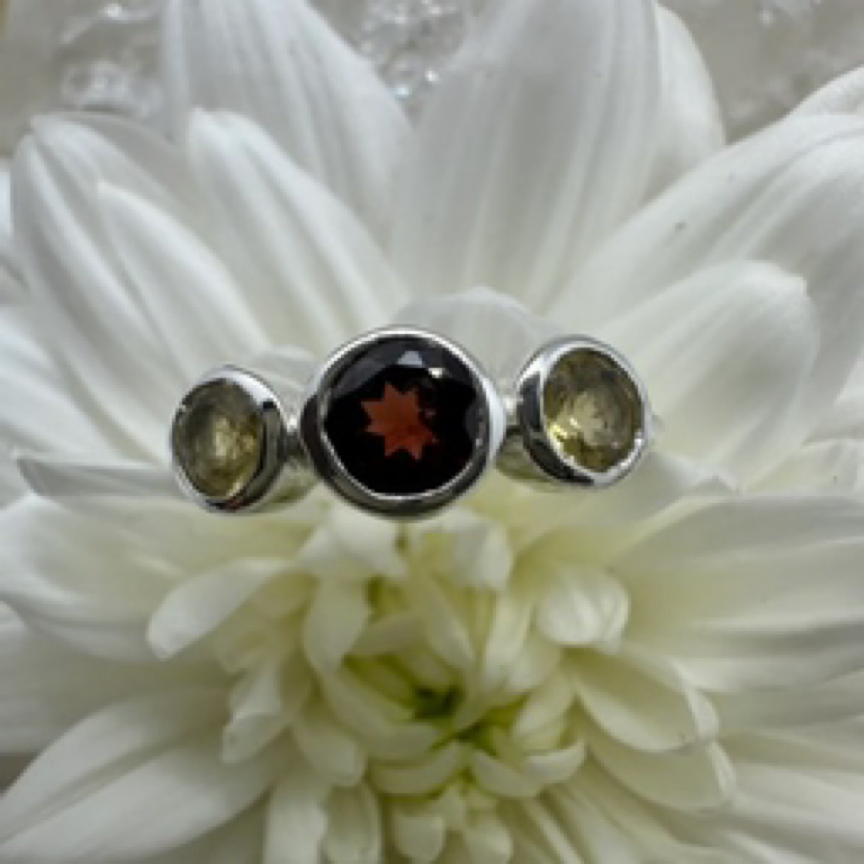 Citrine & Garnet 925 Sterling Silver Ring - Size 9 - Quality Gemstone Jewellery
