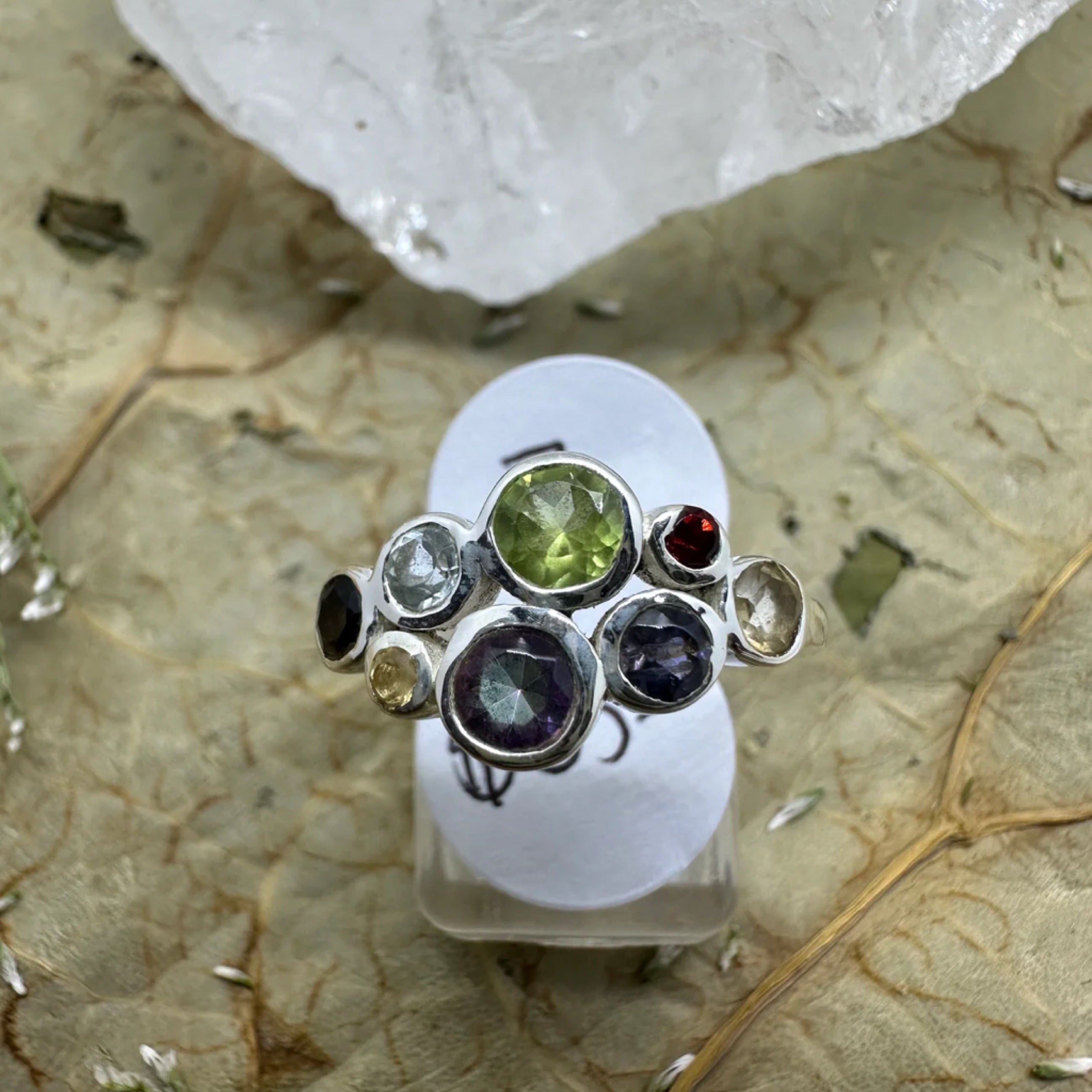 Multi Gemstone Various sizes (Eight Gemstones) 925 Sterling Silver Ring Quality Gemstone Jewellery