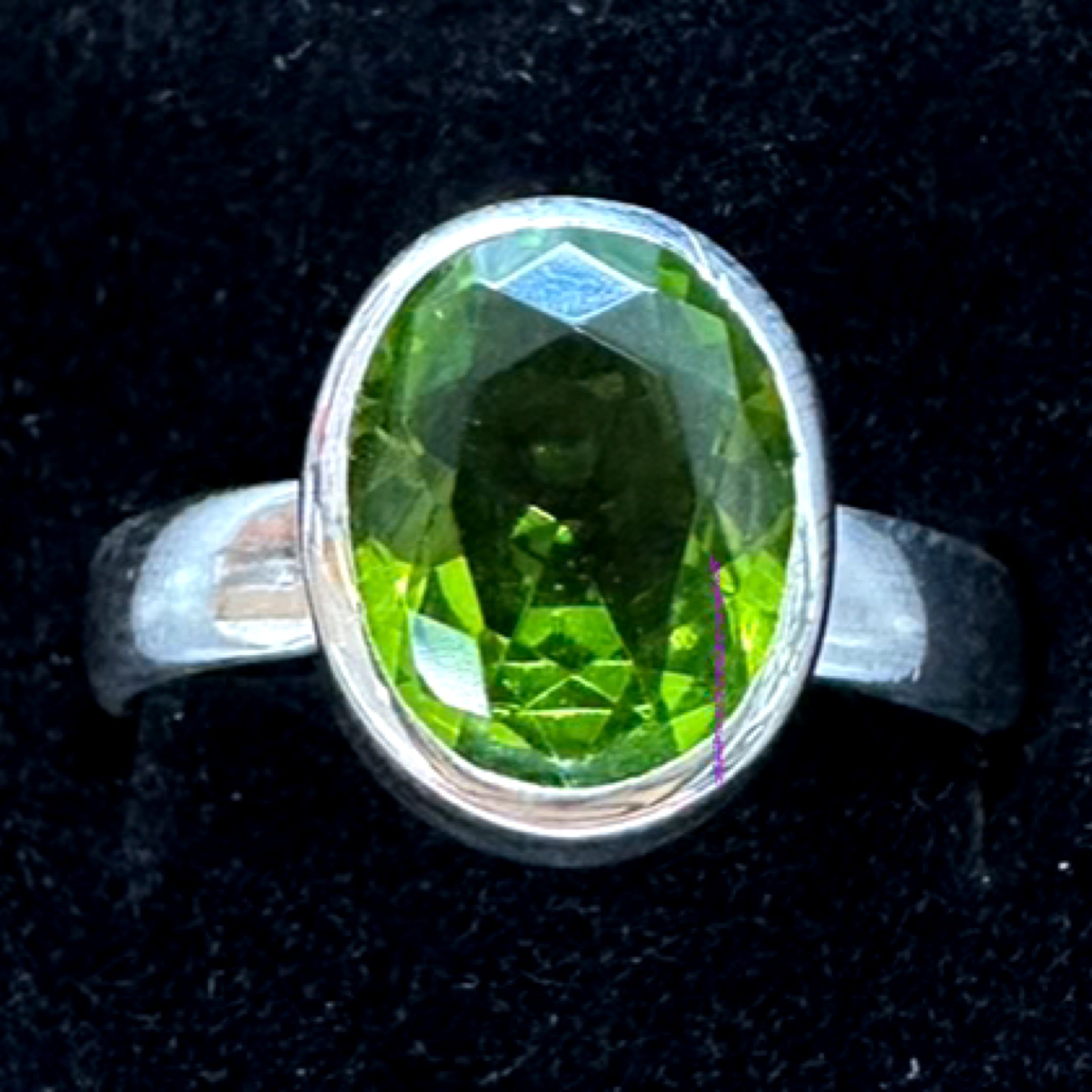 Peridot Sterling Silver Ring - Size 8 - Quality Gemstone Jewellery