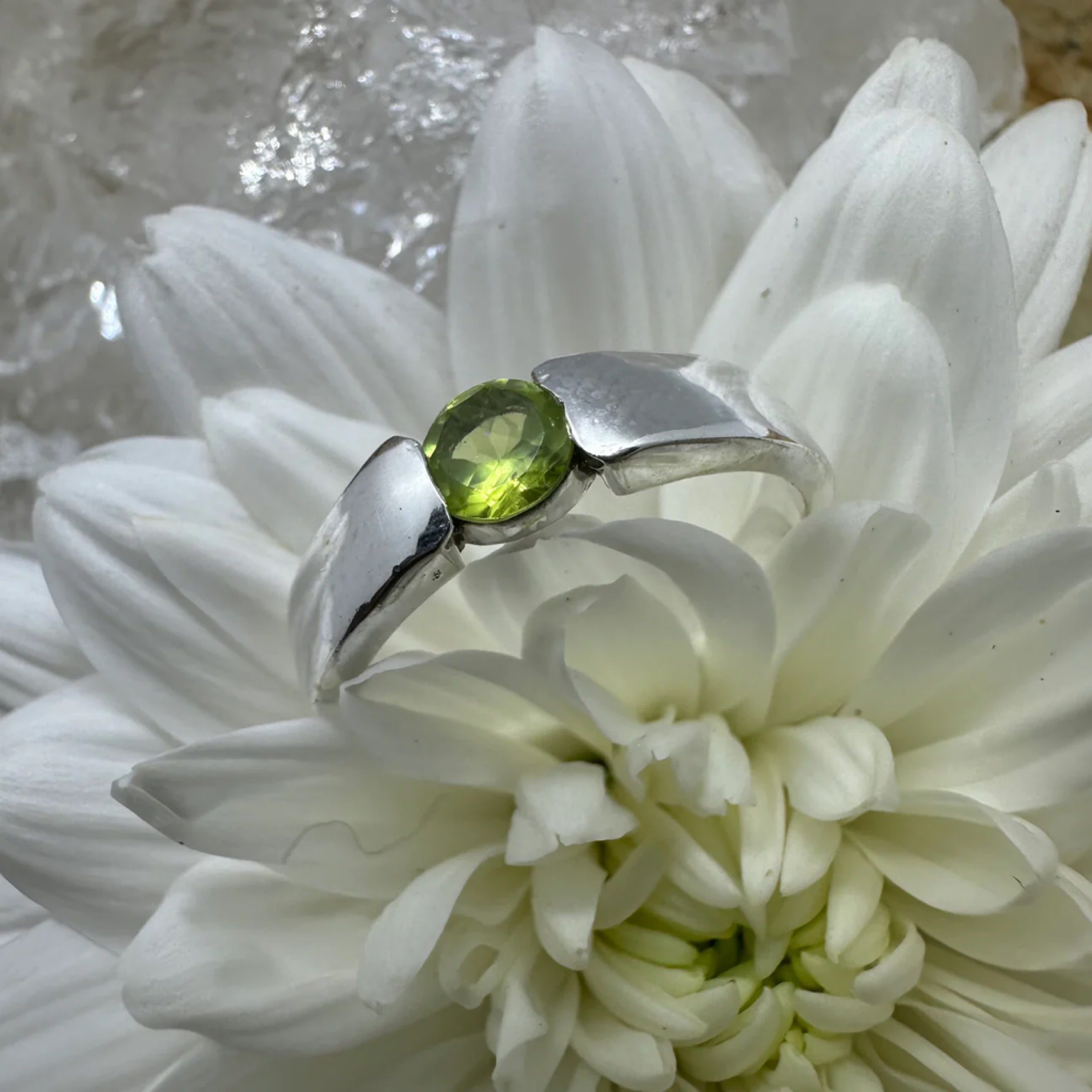 Peridot Sterling Silver Ring - Size 9 - Quality Gemstone Jewellery