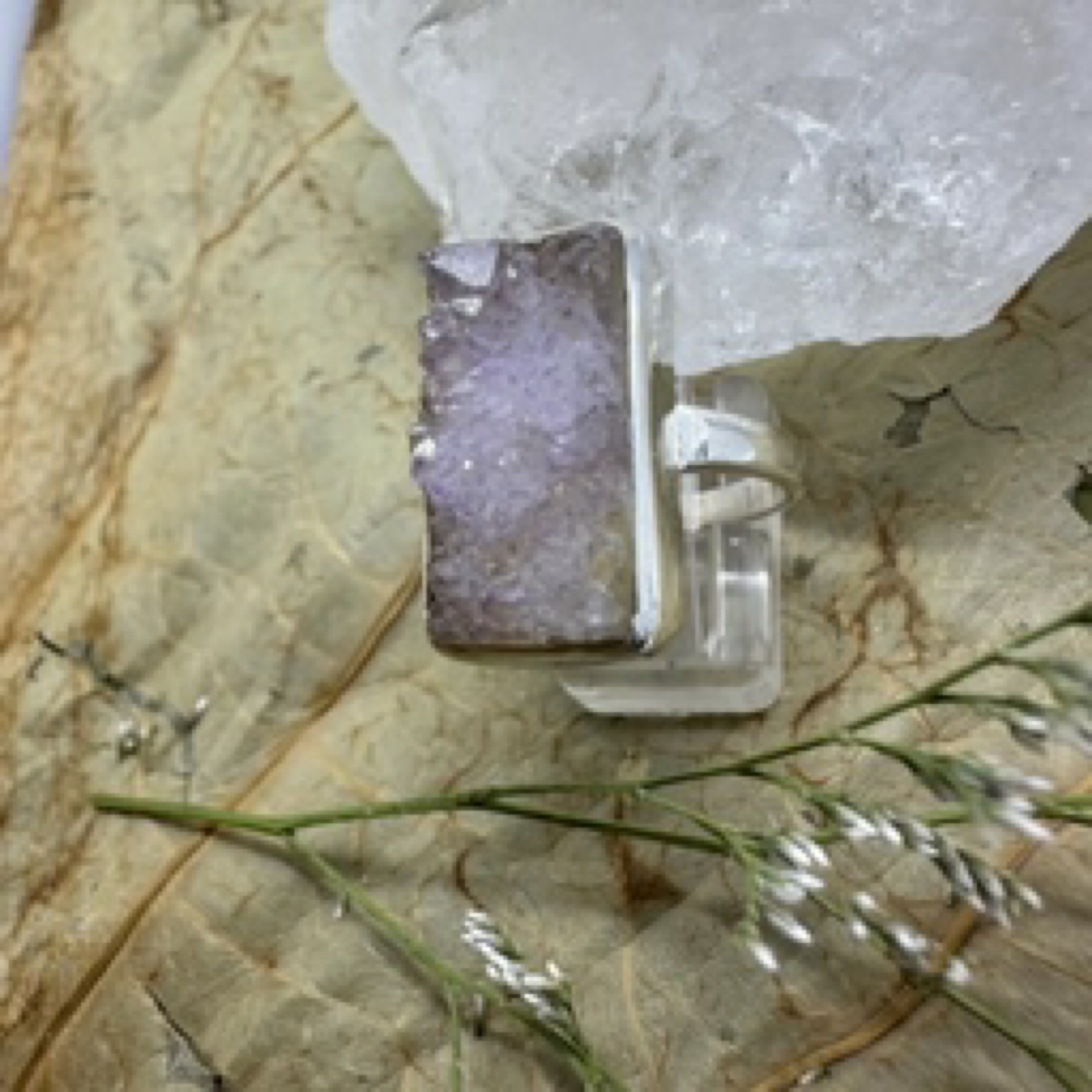 Pink Druzy Oblong 925 Sterling Silver Ring - Size 9 - Quality Gemstone Jewellery