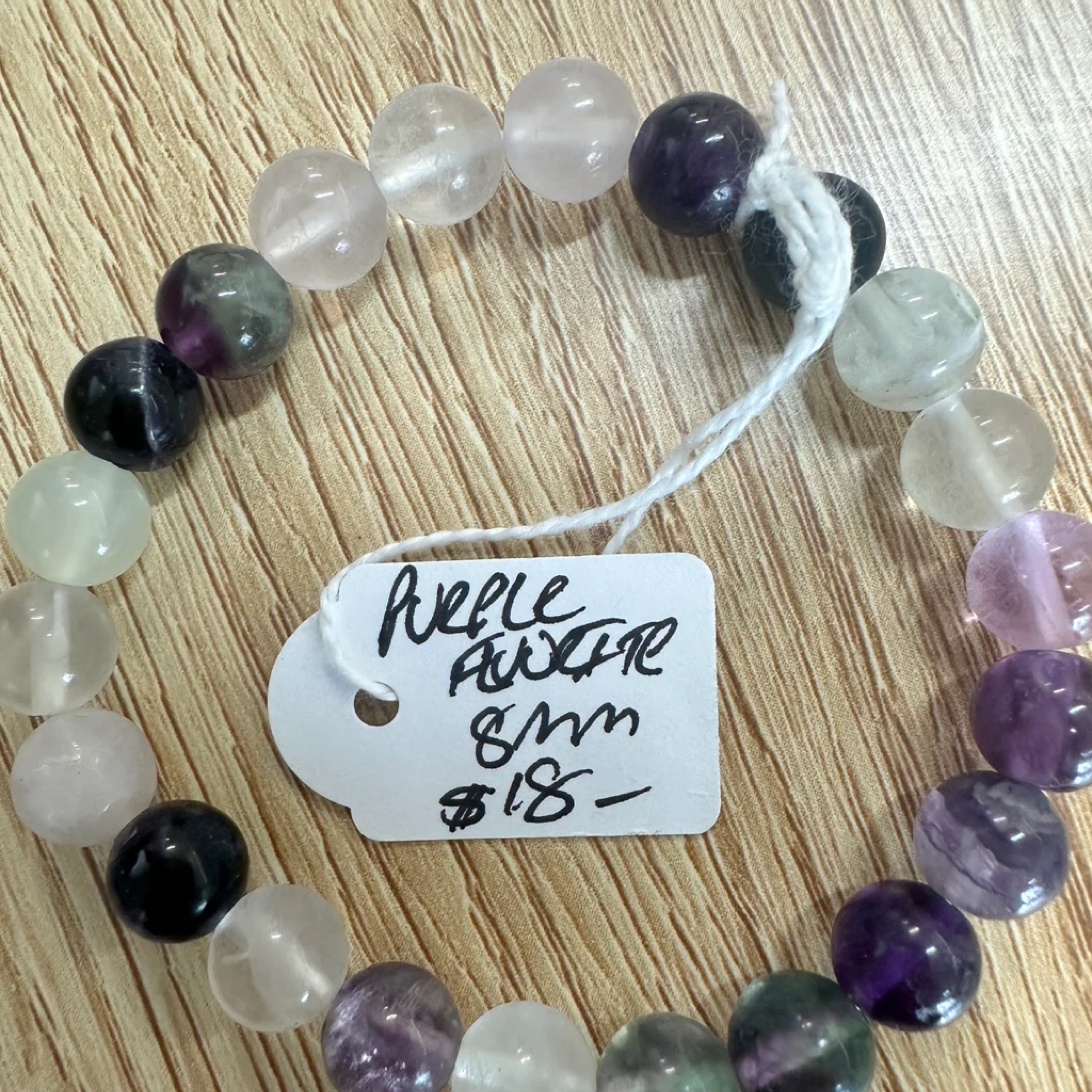 Purple Fluorite Bead Bracelet 8mm