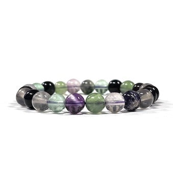 Purple Fluorite Bead Bracelet 8mm