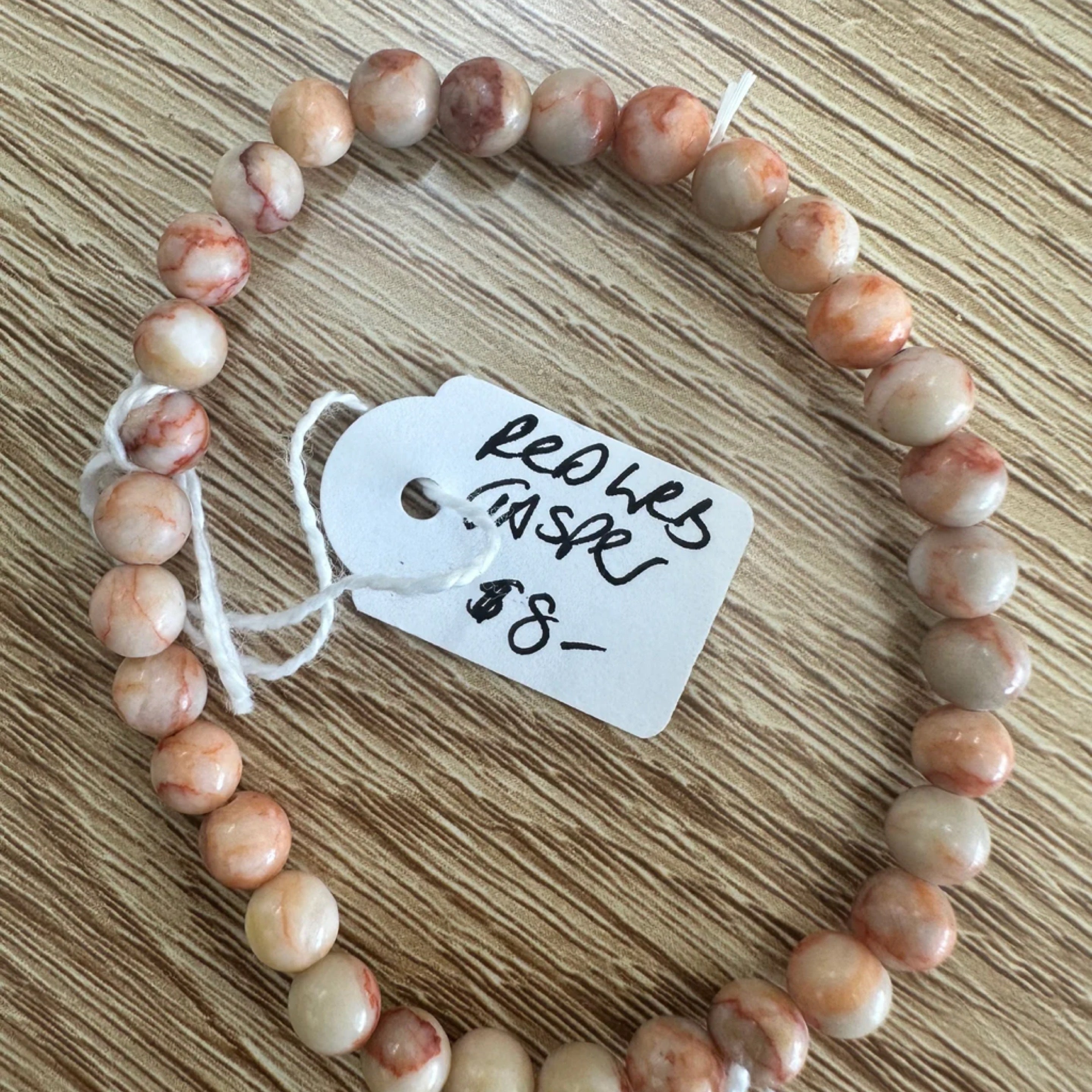 Red Web Jasper Bead Bracelet 6mm