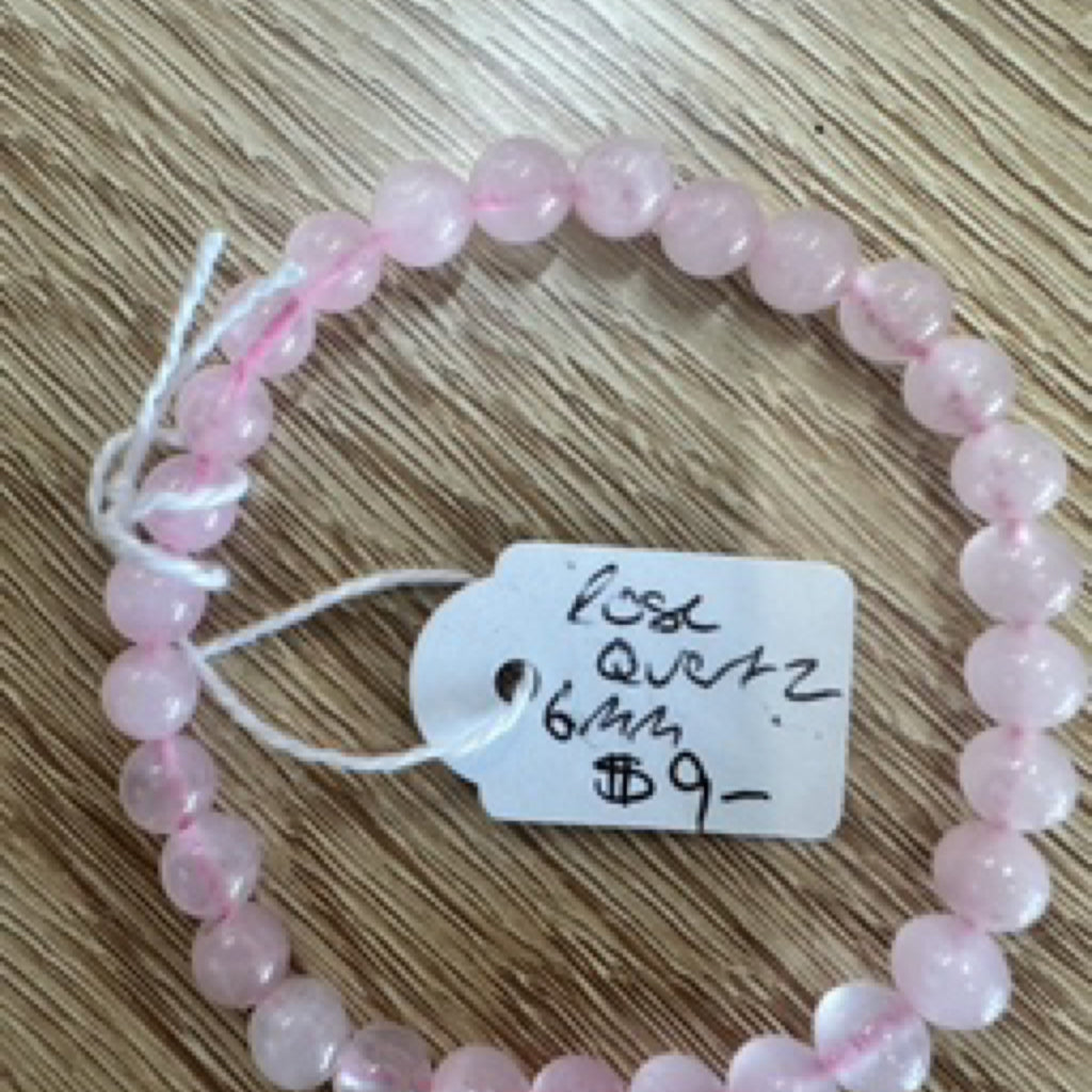 Rose Quartz Bead Bracelet 6mm