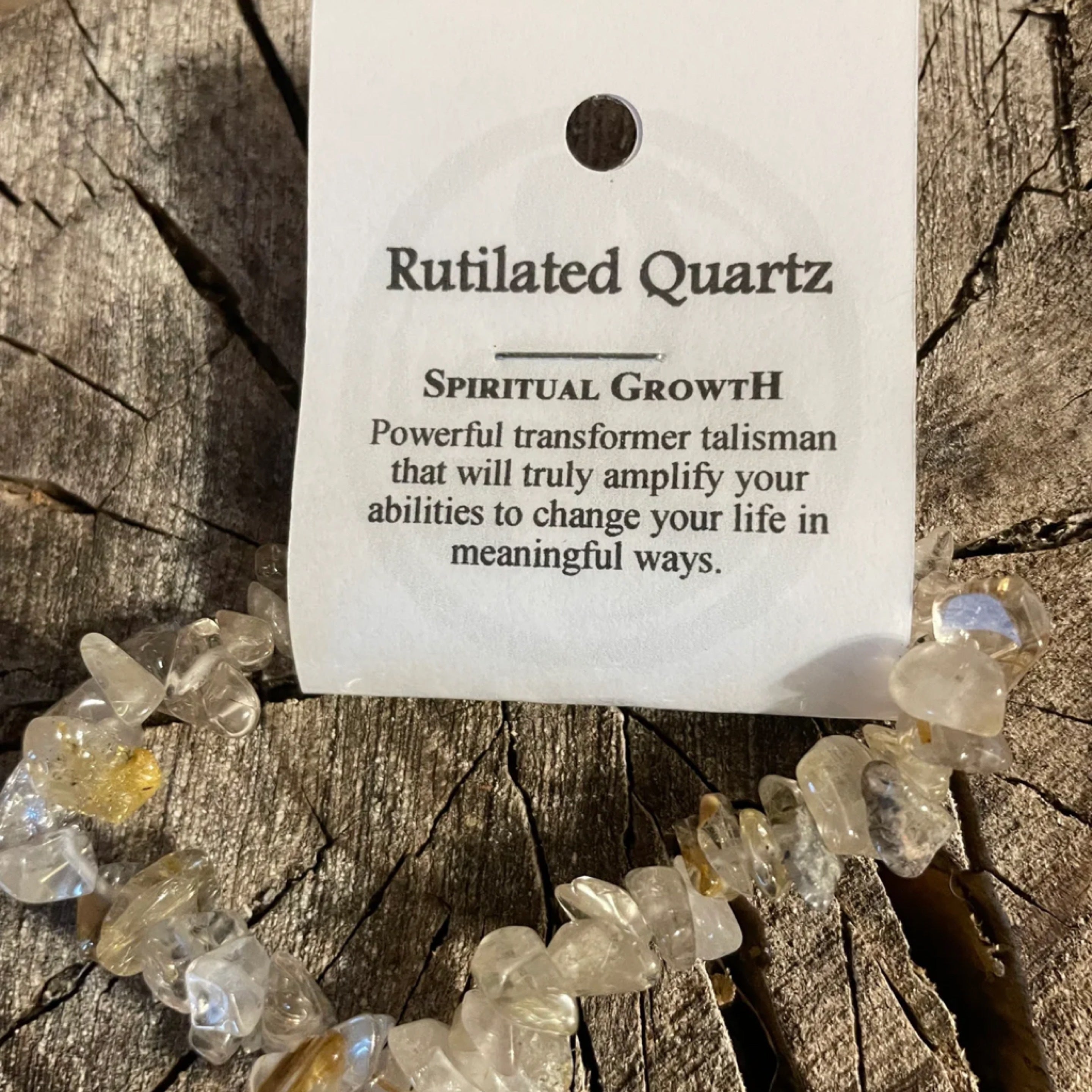 Rutilated Quartz -Spiritual Growth - Crystal Chip Bracelet