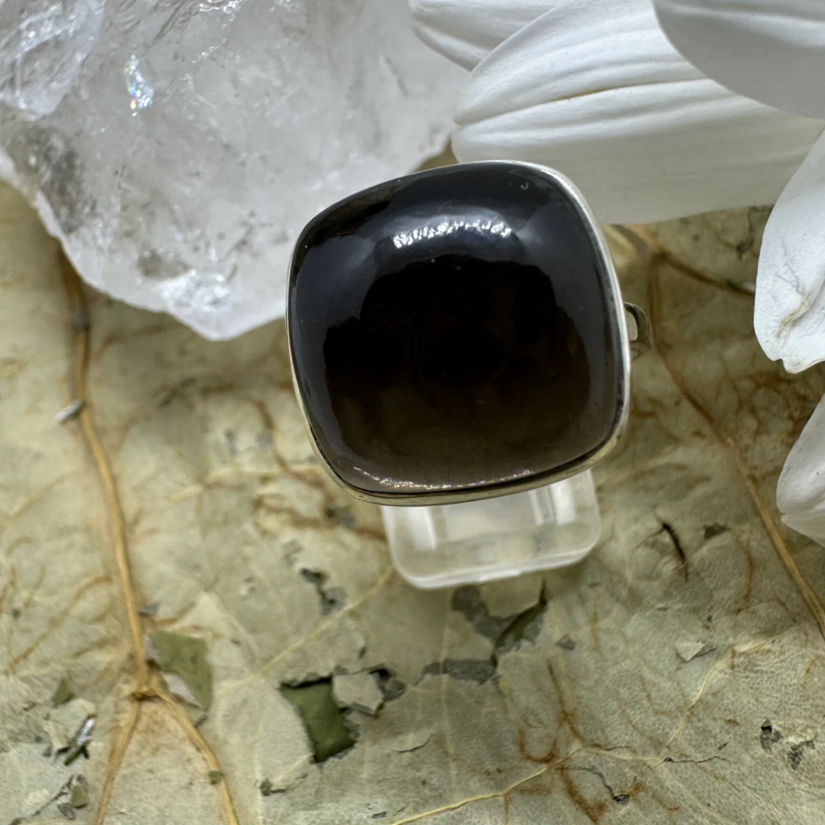 Smoky Quartz Medium Square 925 Sterling Silver Ring - Size 9 - Quality Gemstone Jewellery