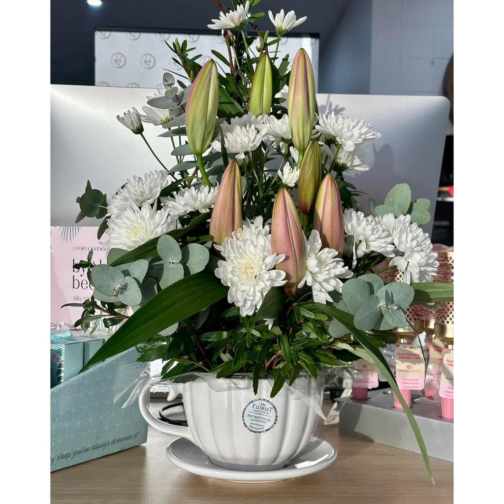 Teacup Planter Arrangement Pastel or Neutrals