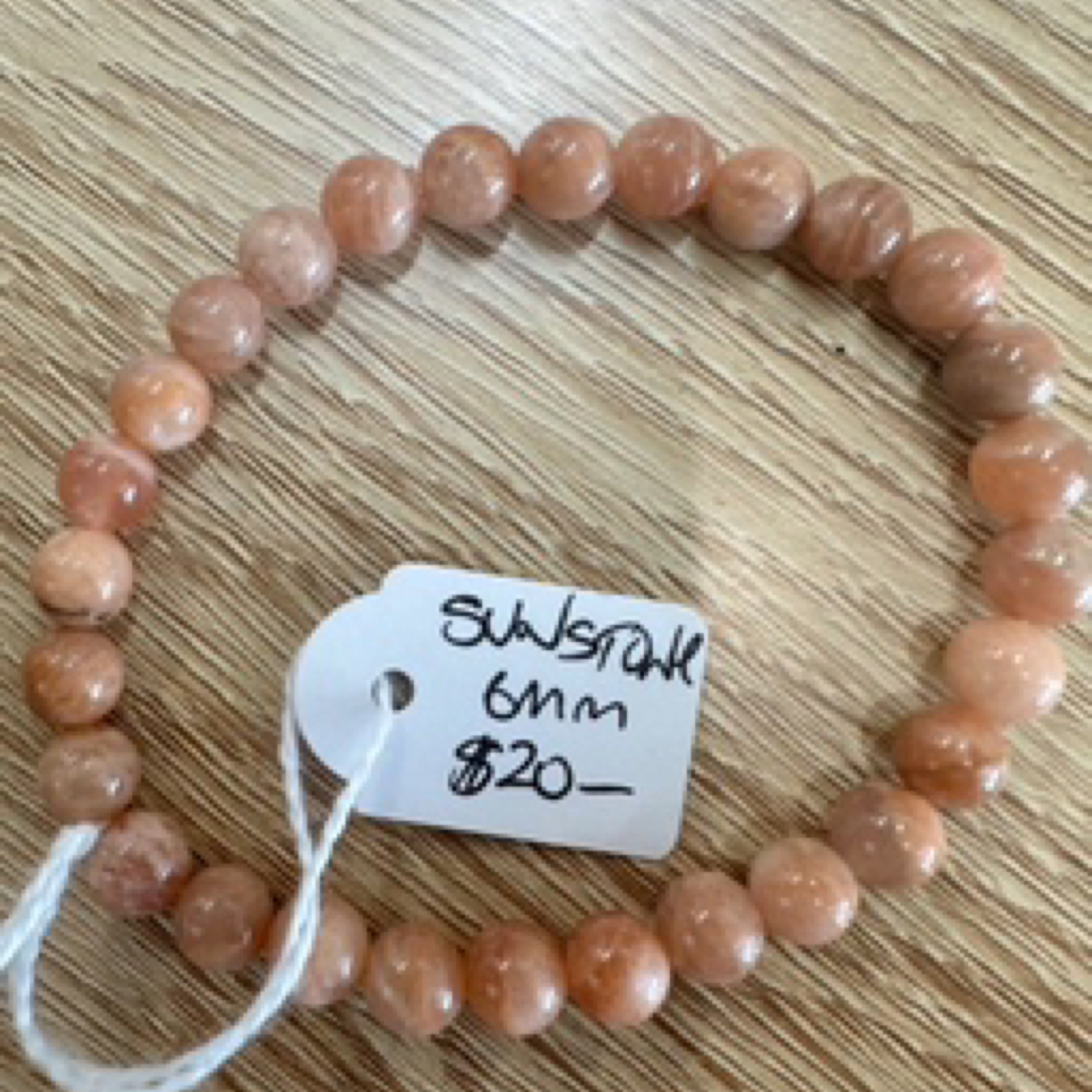 Sunstone Bead Bracelet 6mm